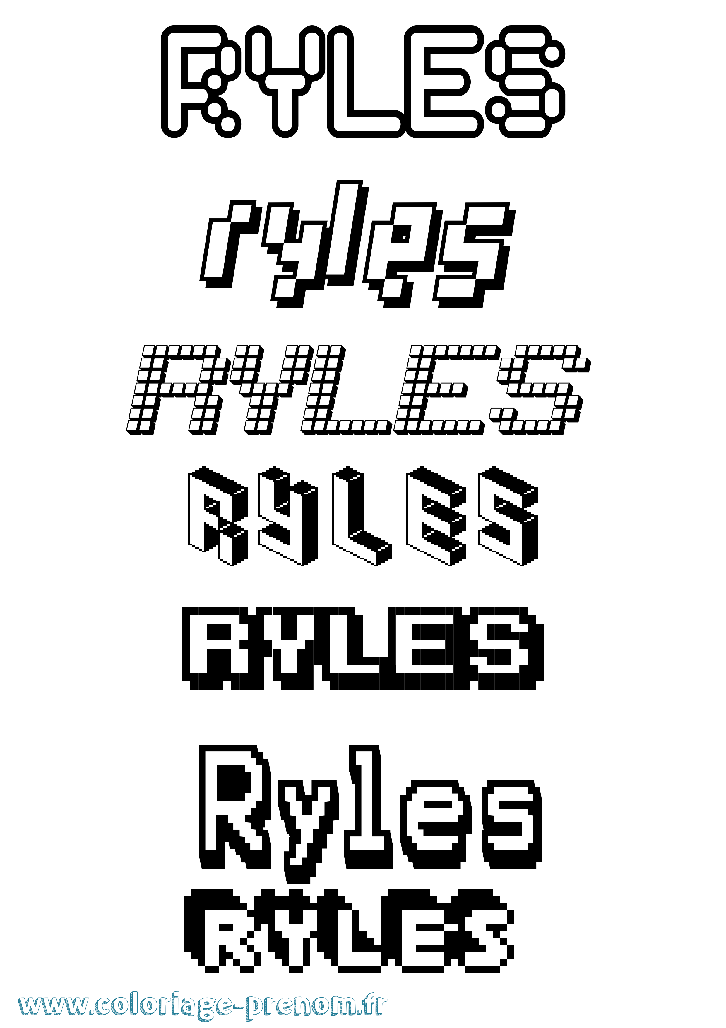 Coloriage Ryles Pixel Coloriage prénom Ryles Pixel