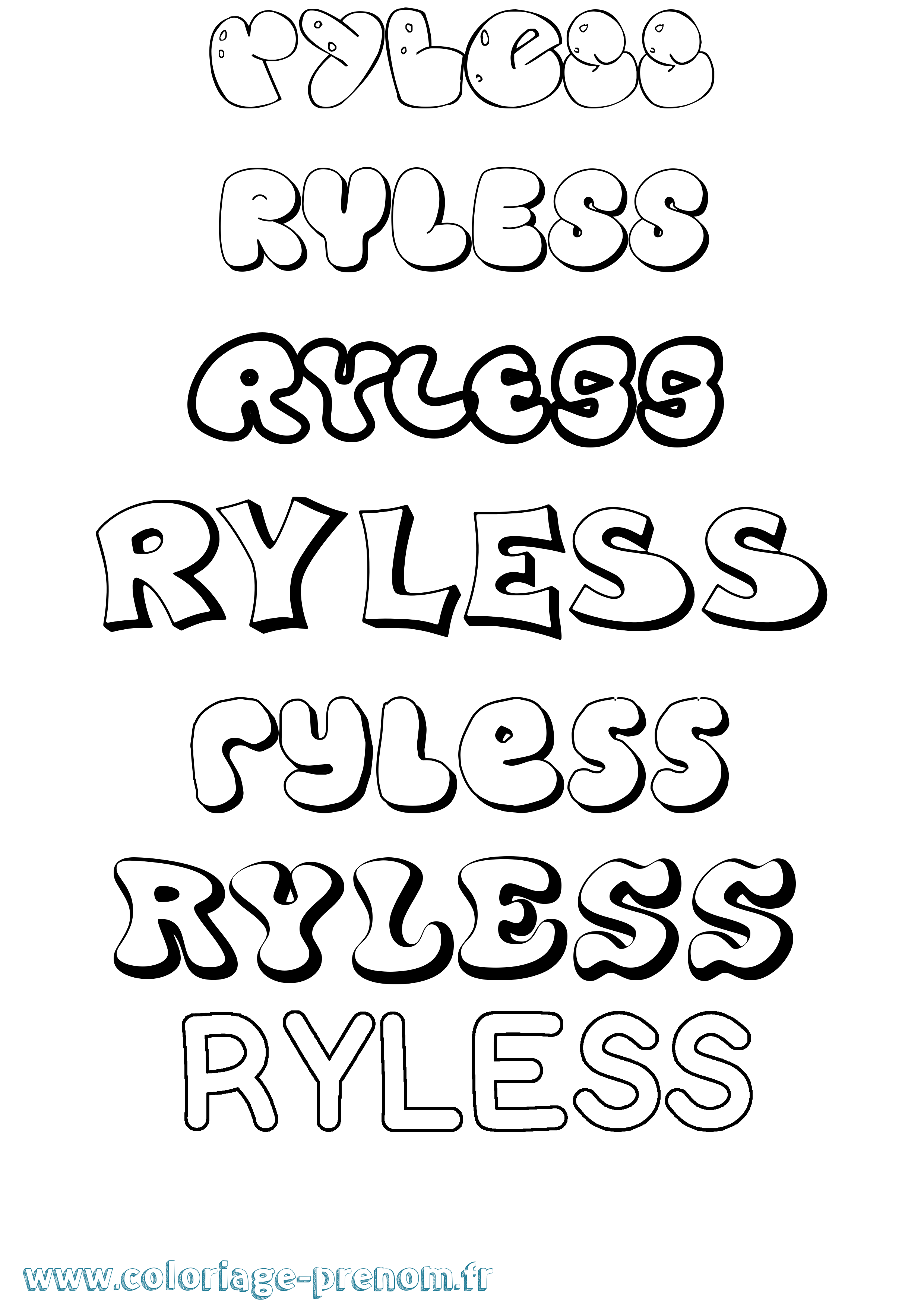 Coloriage Ryless Bubble Coloriage prénom Ryless Bubble