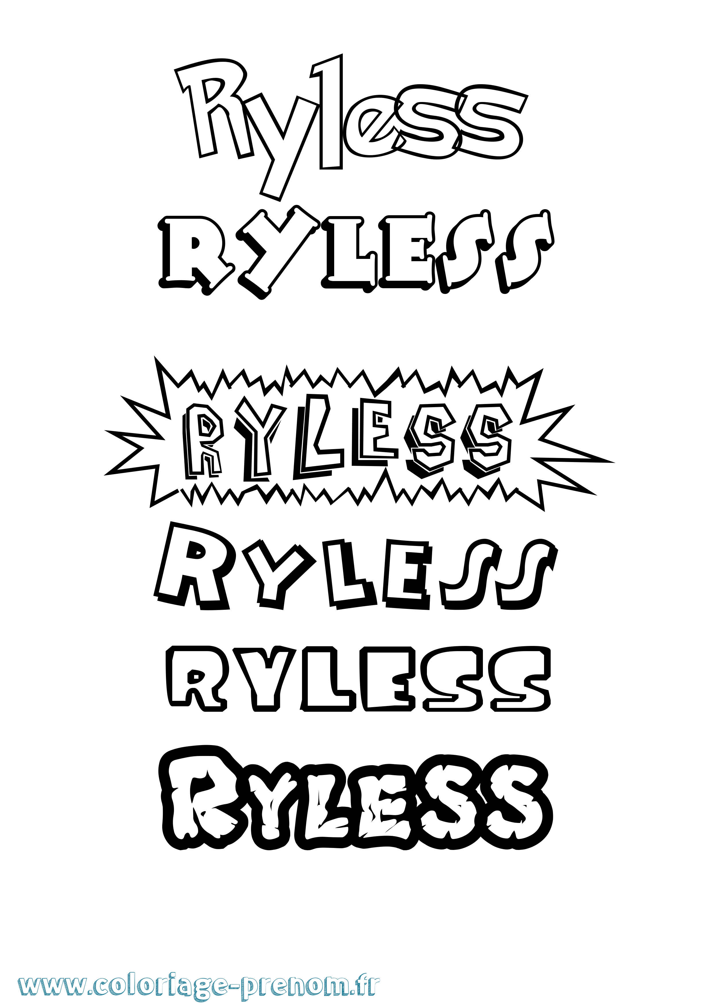 Coloriage Ryless Dessin Animé Coloriage prénom Ryless Dessin Animé