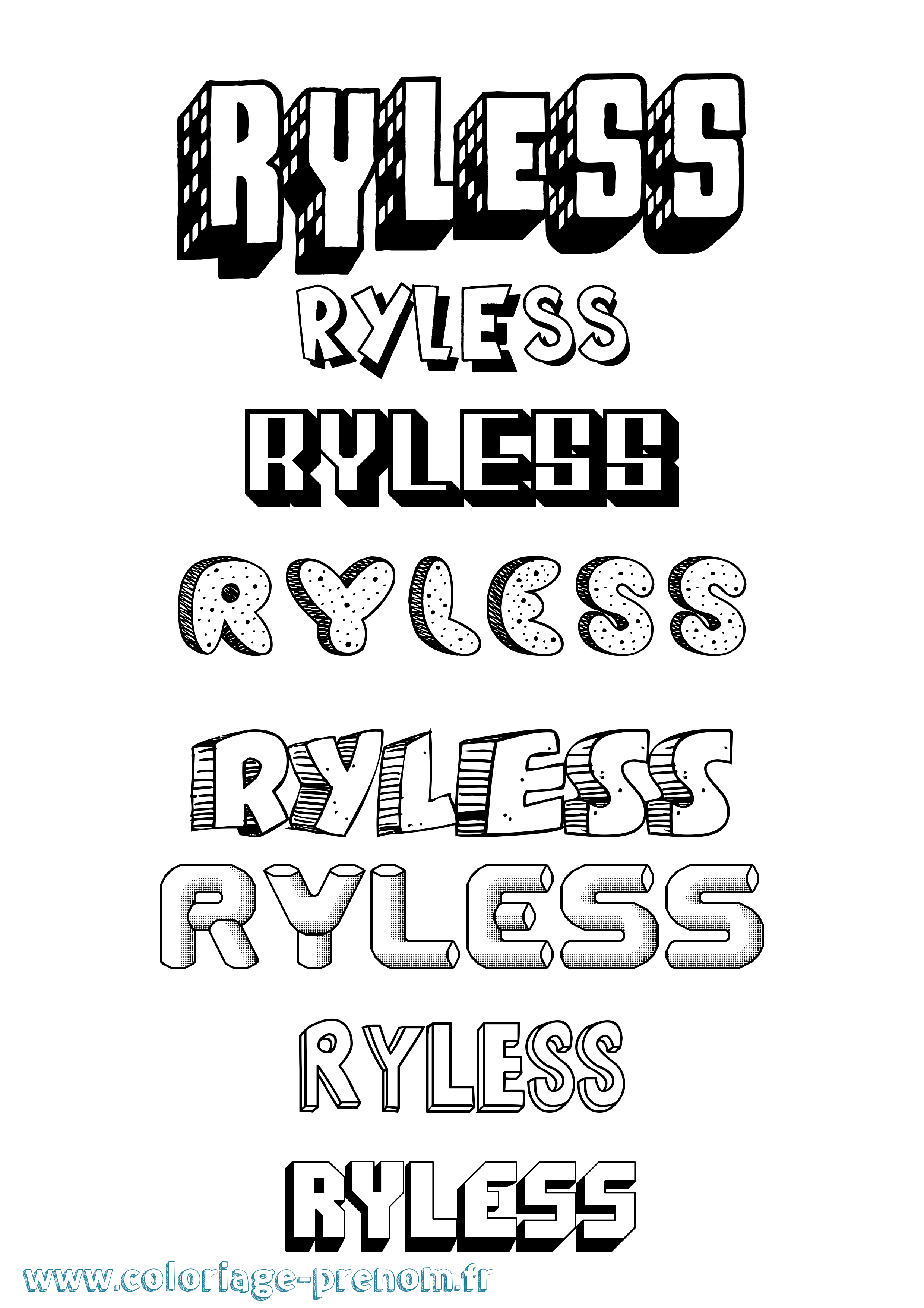 Coloriage Ryless Effet 3D Coloriage prénom Ryless Effet 3D