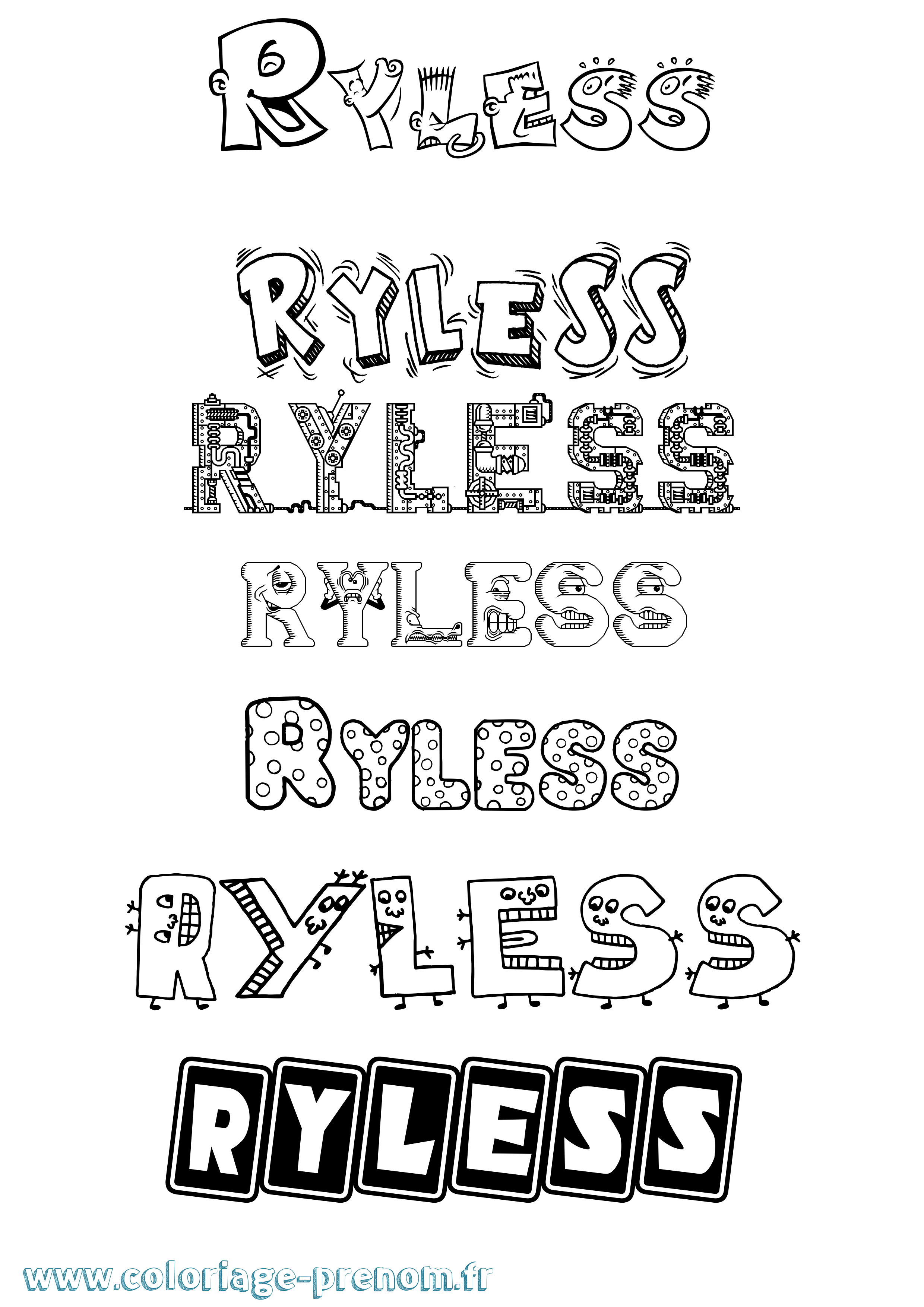 Coloriage Ryless Fun Coloriage prénom Ryless Fun