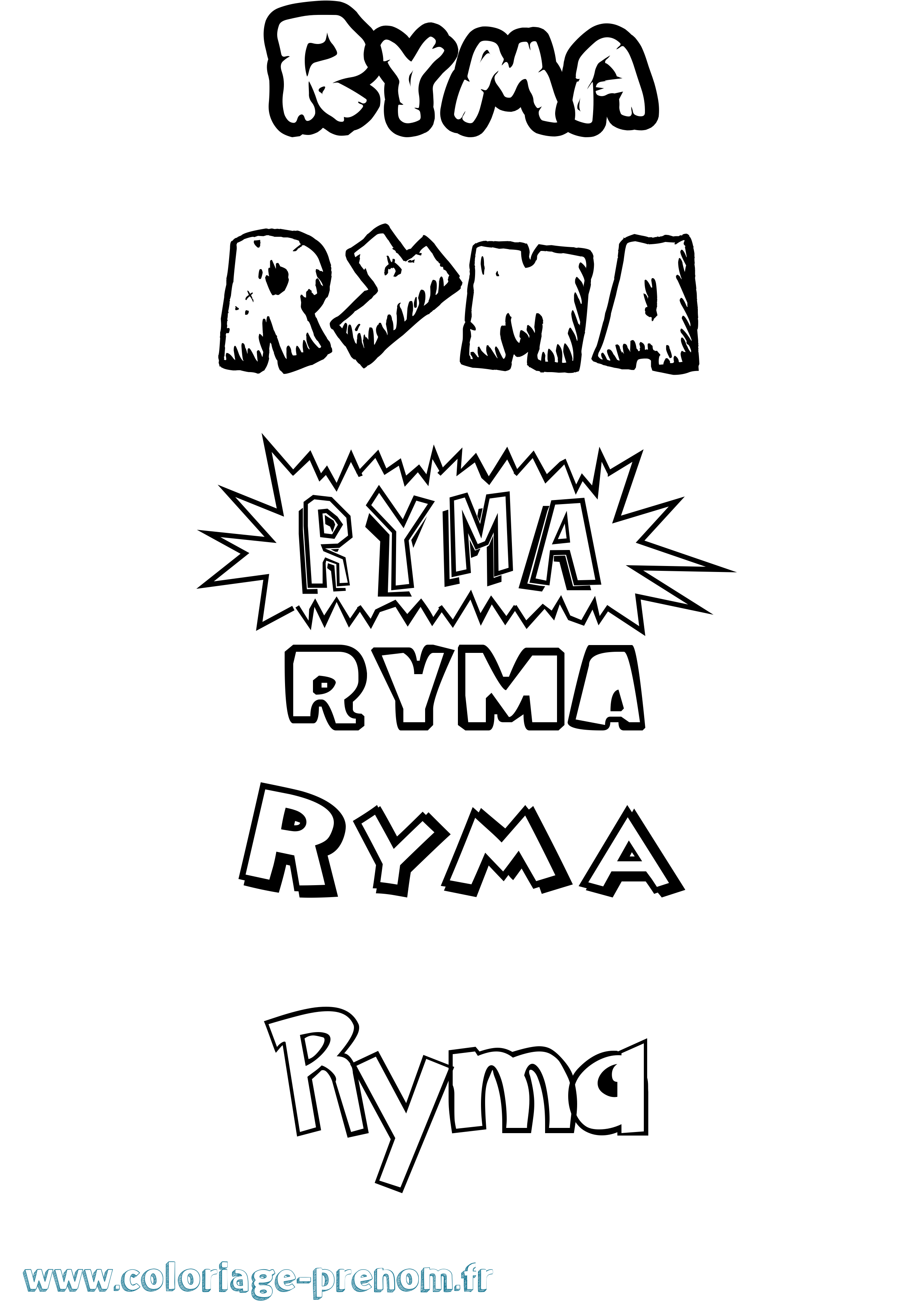 Coloriage Ryma Dessin Animé Coloriage prénom Ryma Dessin Animé