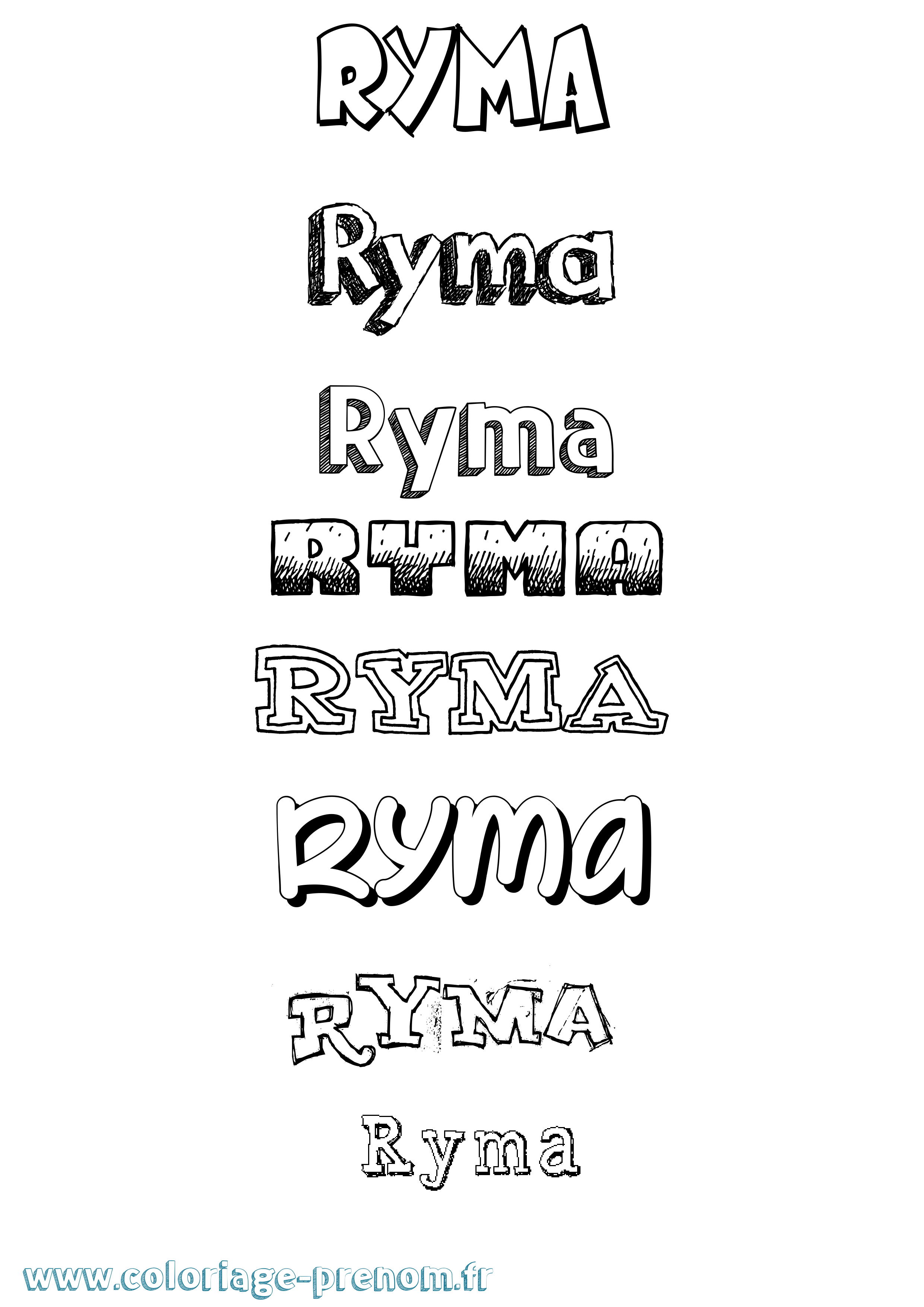 Coloriage Ryma Dessiné Coloriage prénom Ryma Dessiné