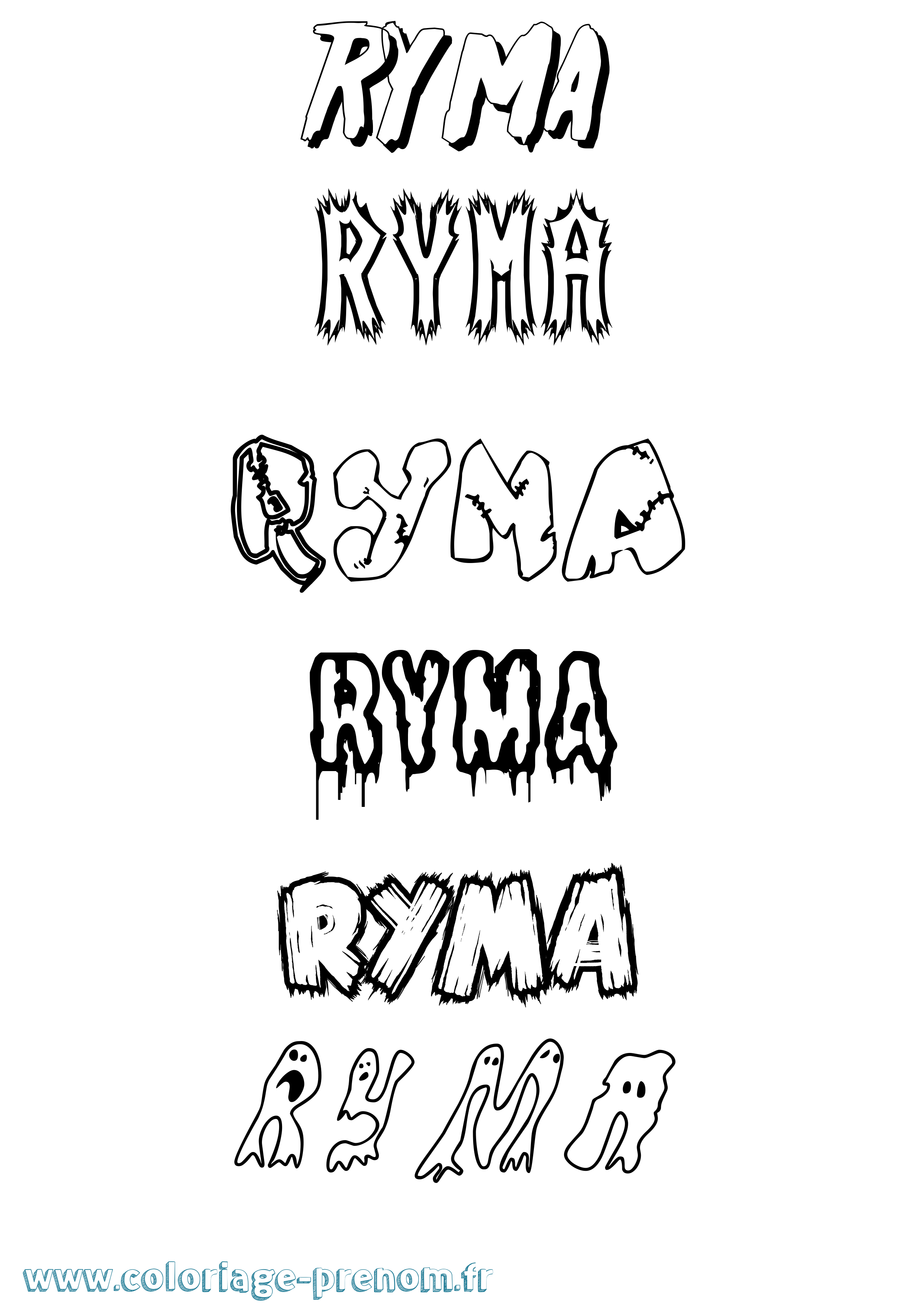 Coloriage Ryma Frisson Coloriage prénom Ryma Frisson