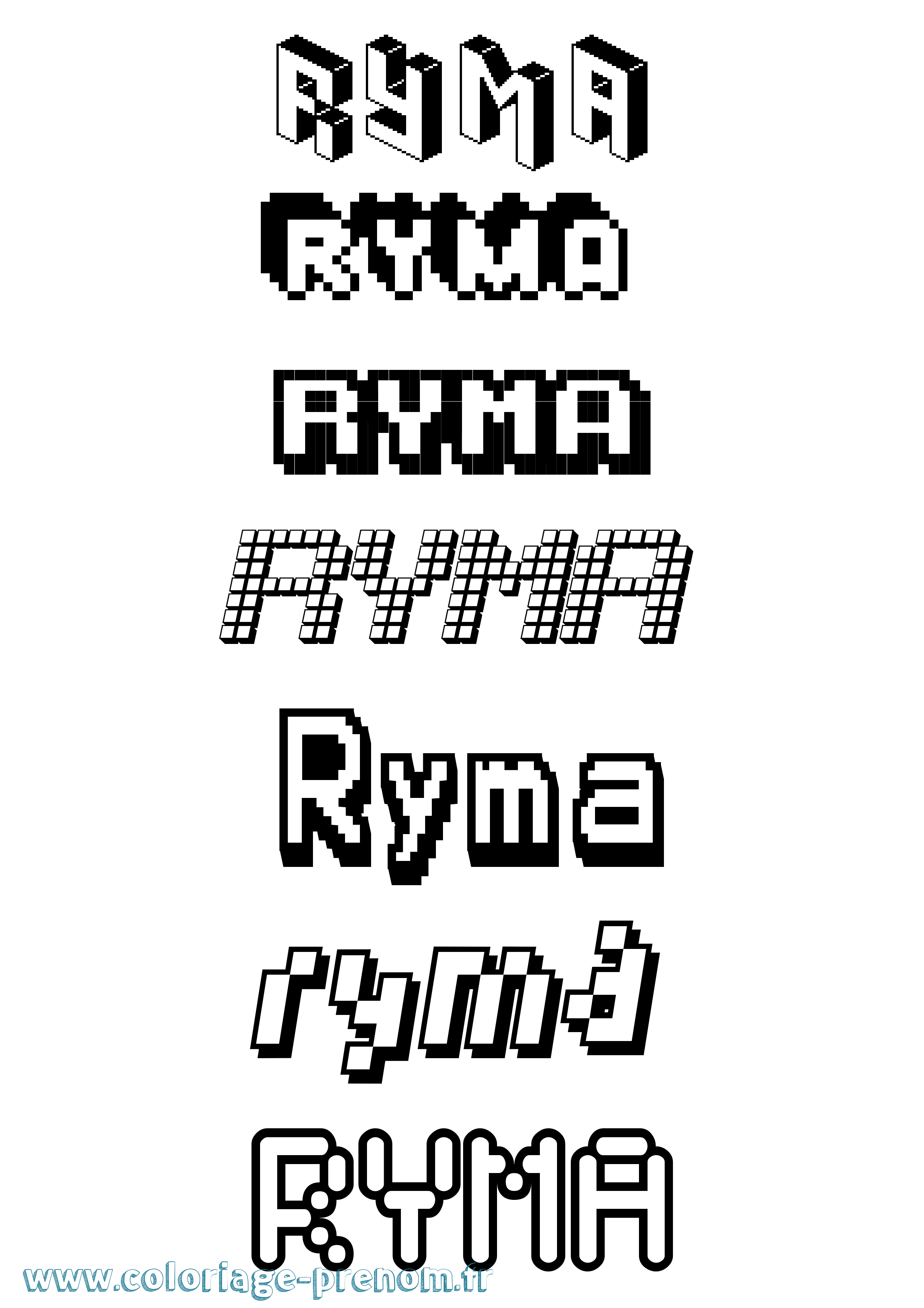 Coloriage Ryma Pixel Coloriage prénom Ryma Pixel