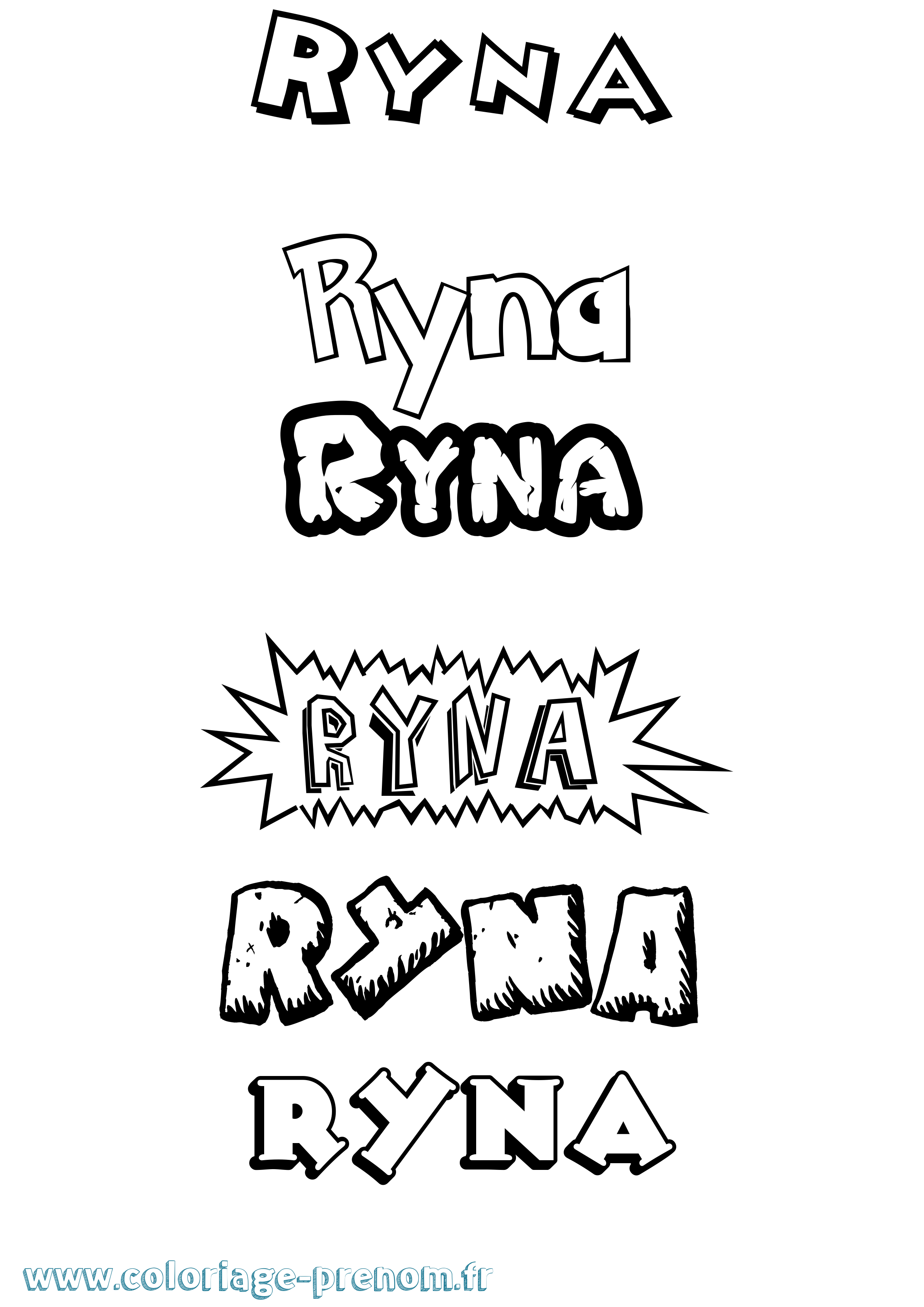 Coloriage Ryna Dessin Animé Coloriage prénom Ryna Dessin Animé