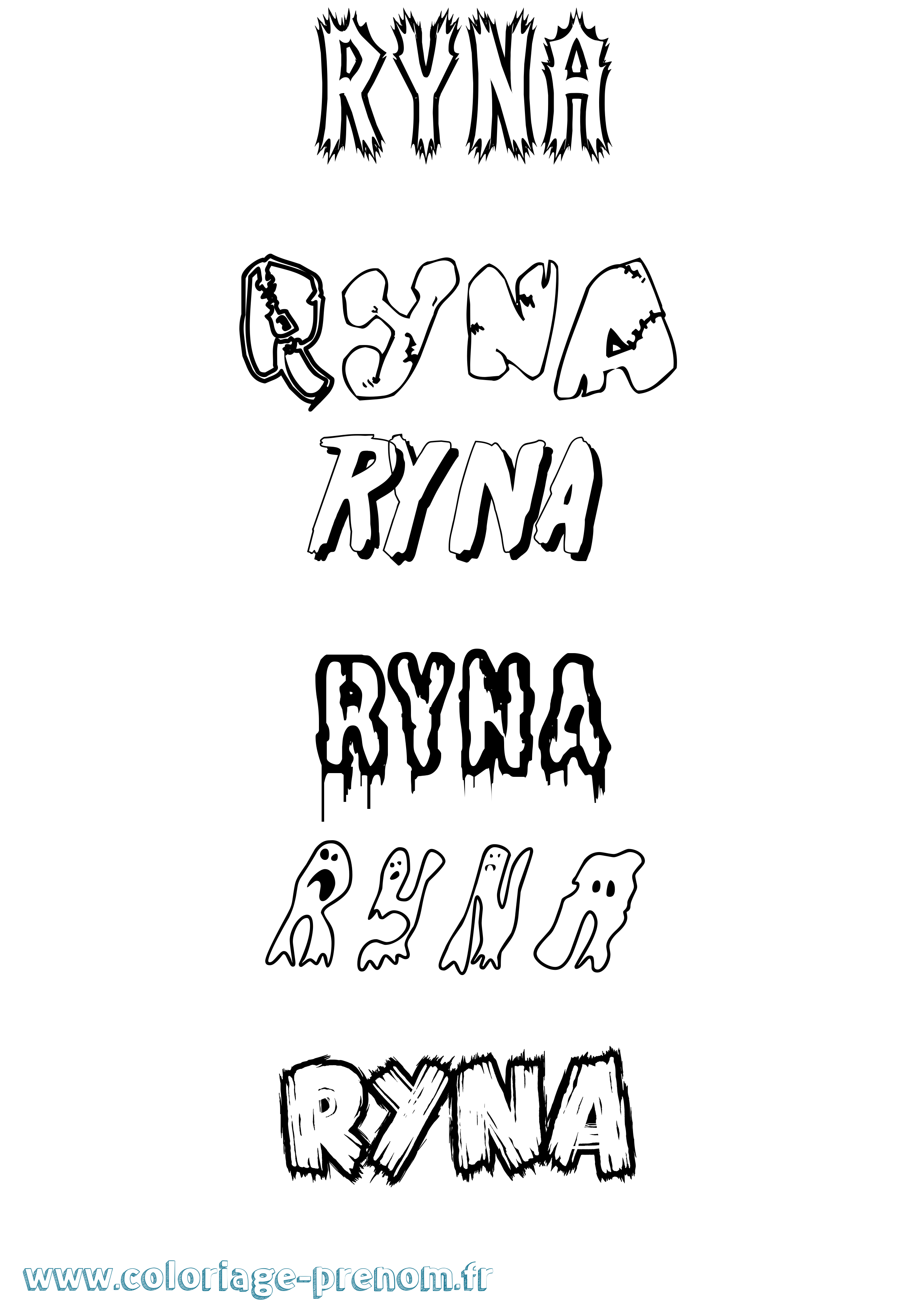 Coloriage Ryna Frisson Coloriage prénom Ryna Frisson