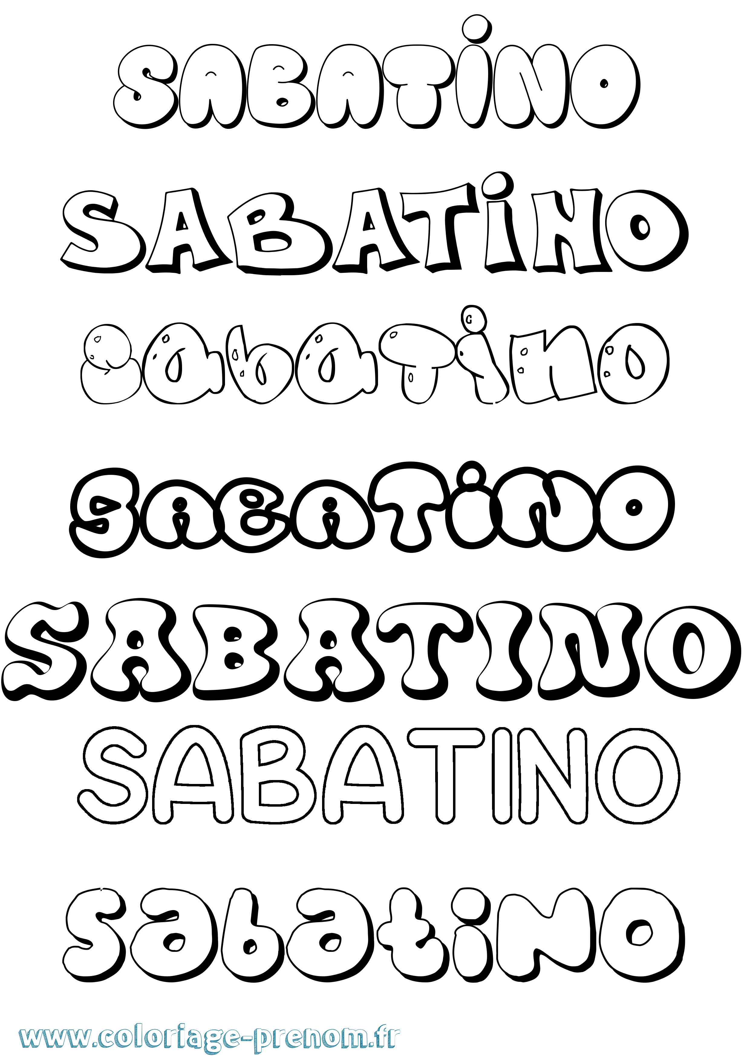Coloriage Sabatino Bubble Coloriage prénom Sabatino Bubble