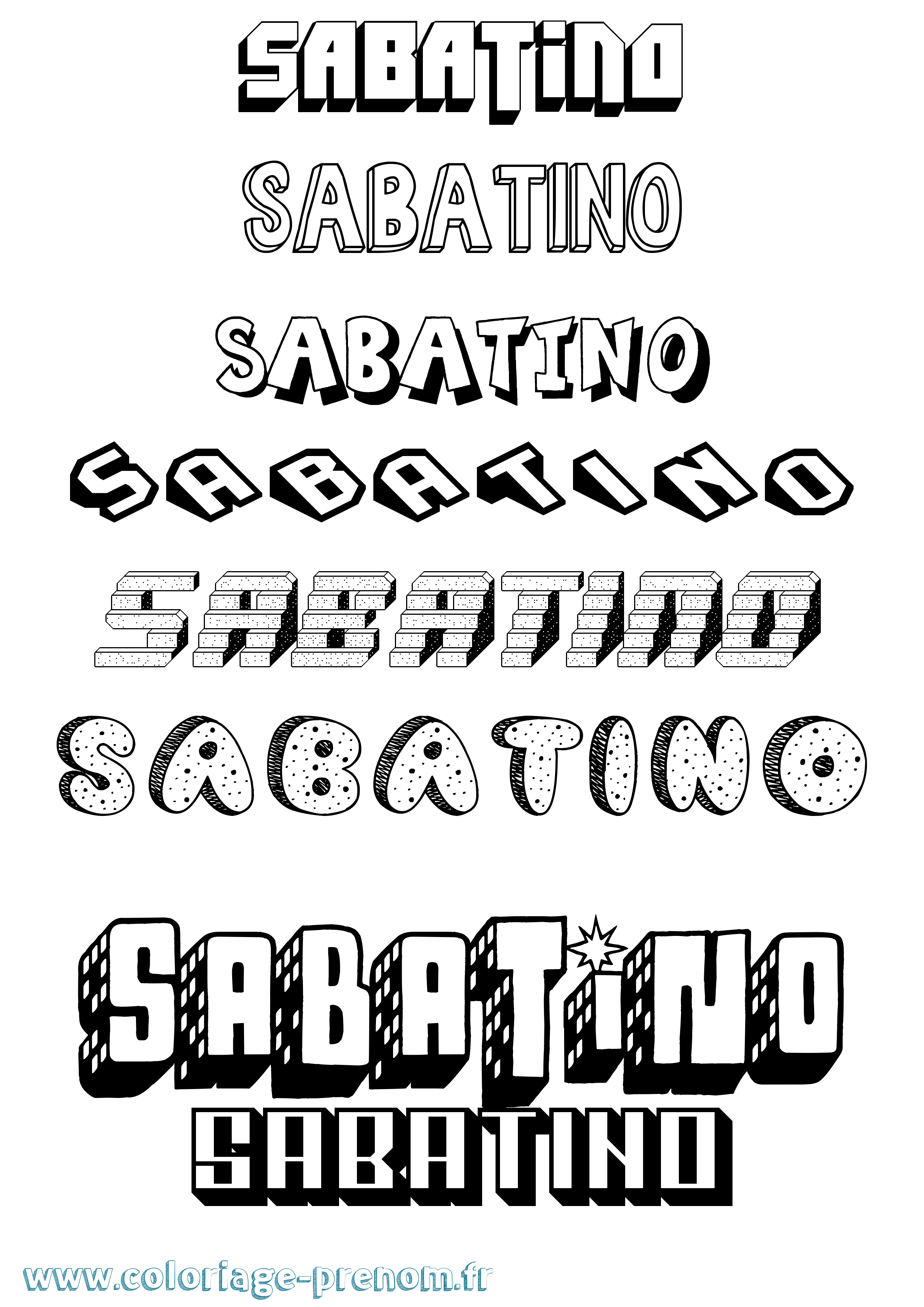 Coloriage Sabatino Effet 3D Coloriage prénom Sabatino Effet 3D