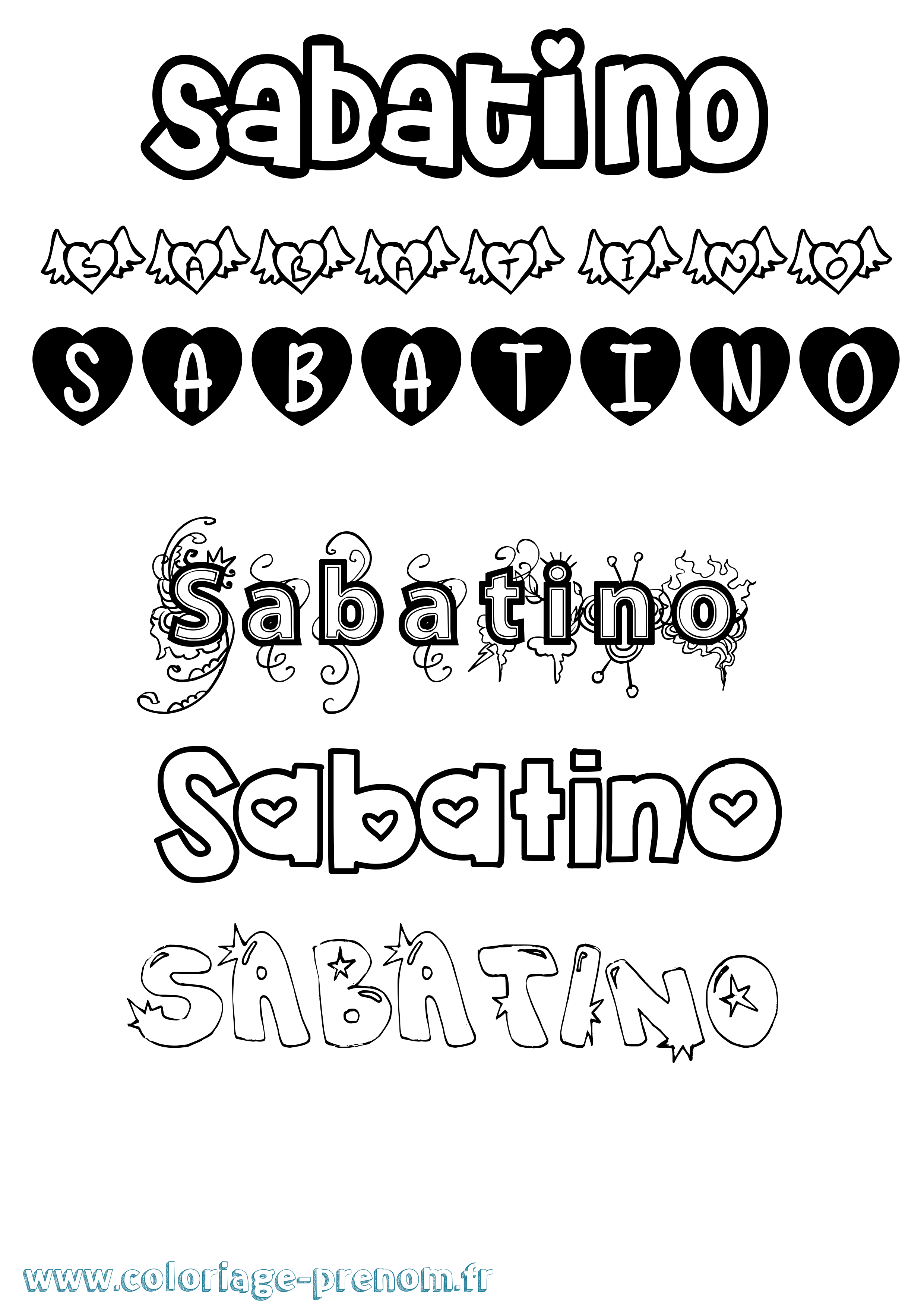 Coloriage Sabatino Girly Coloriage prénom Sabatino Girly