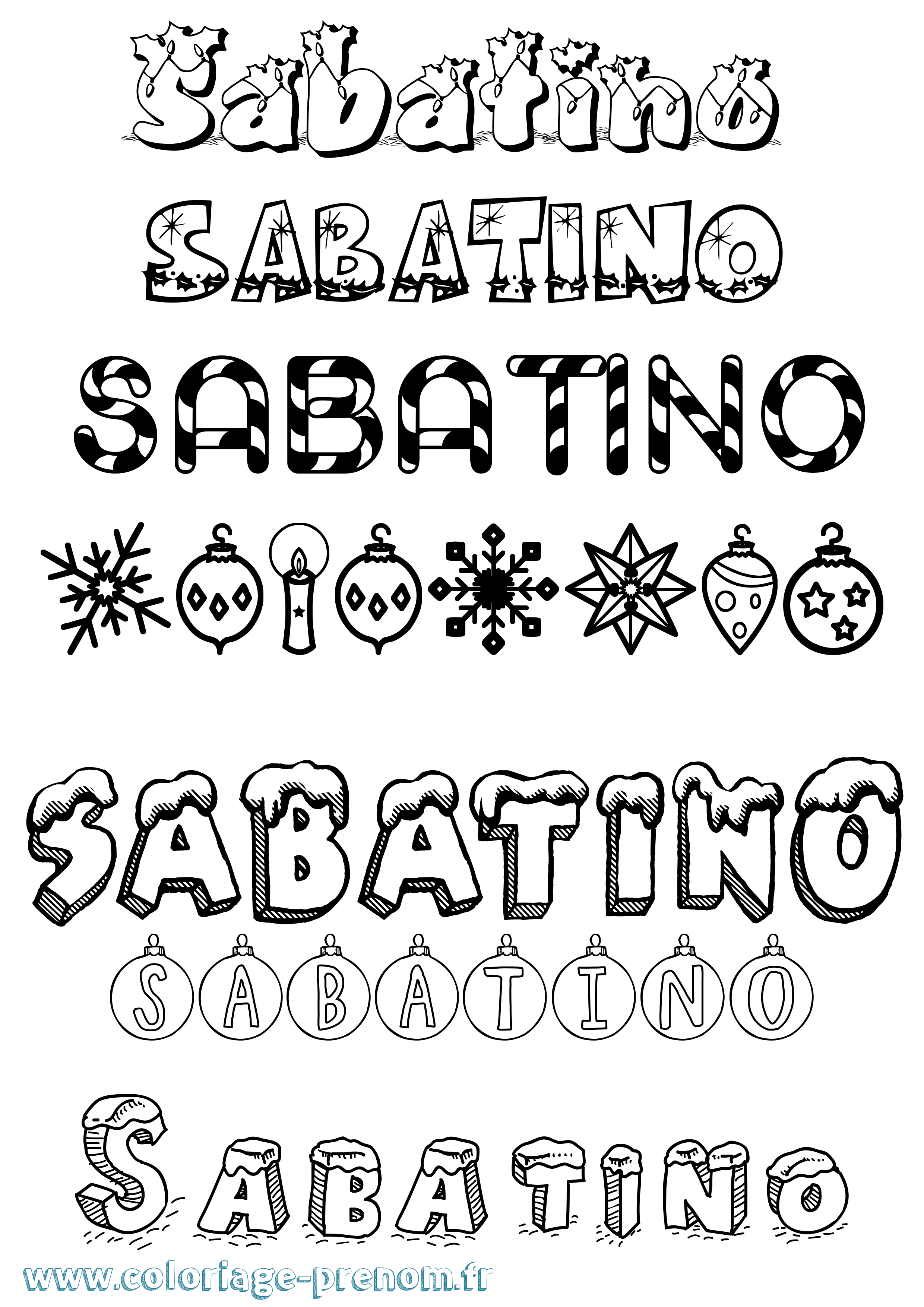 Coloriage Sabatino Noël Coloriage prénom Sabatino Noël