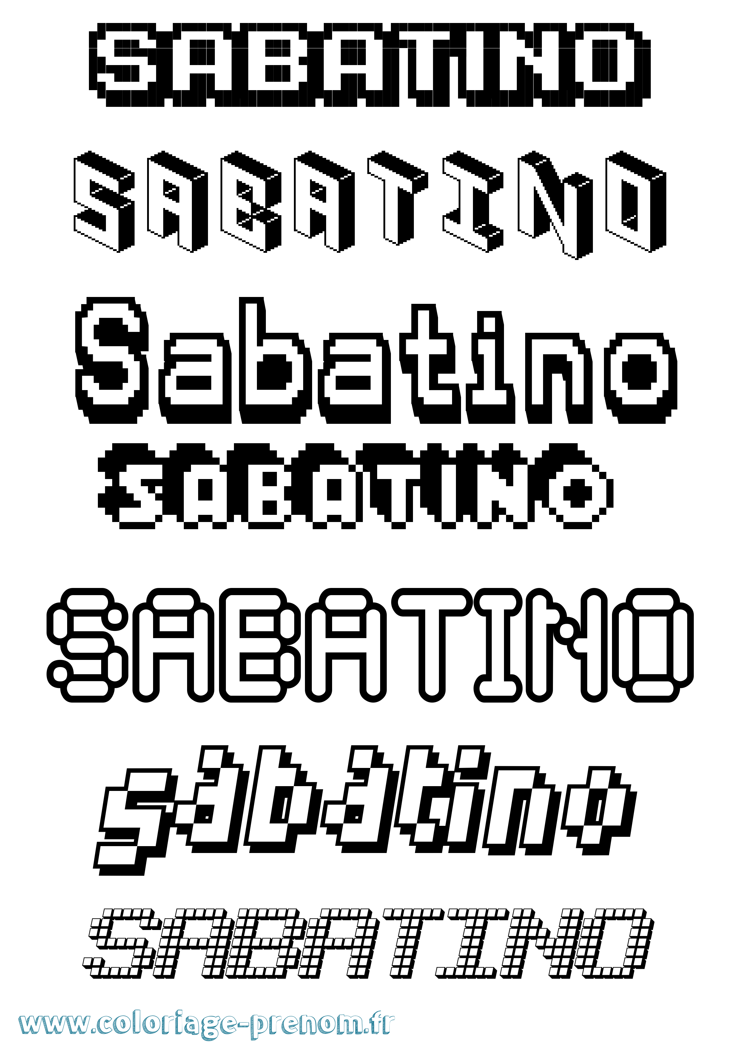 Coloriage Sabatino Pixel Coloriage prénom Sabatino Pixel