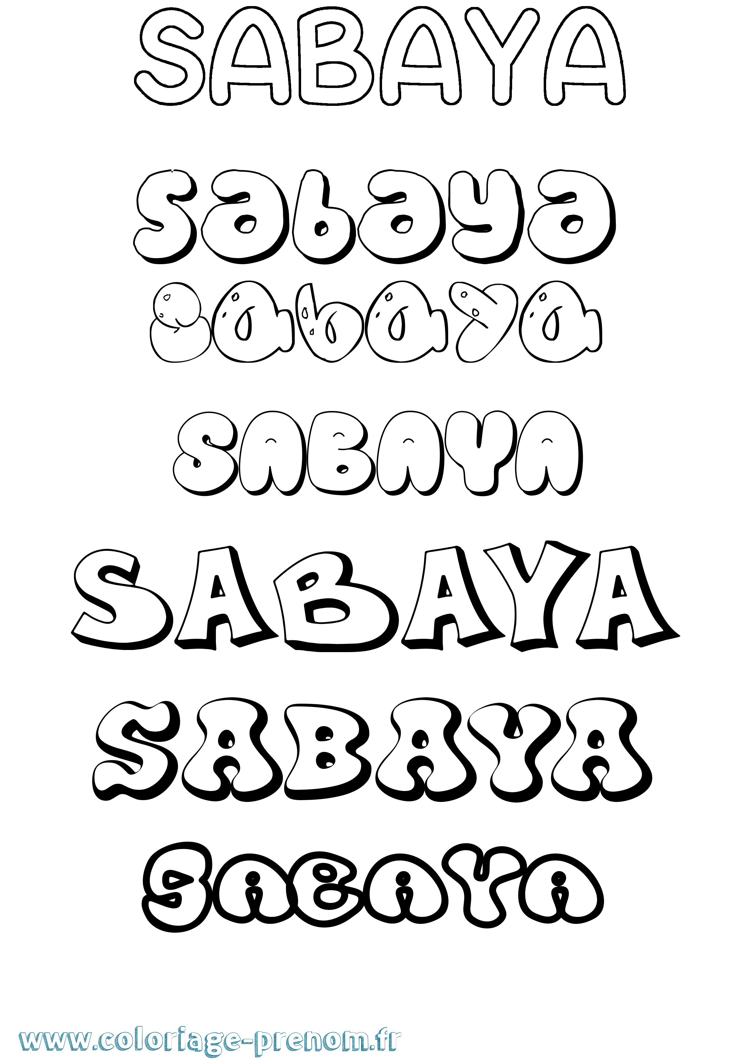 Coloriage Sabaya Bubble Coloriage prénom Sabaya Bubble
