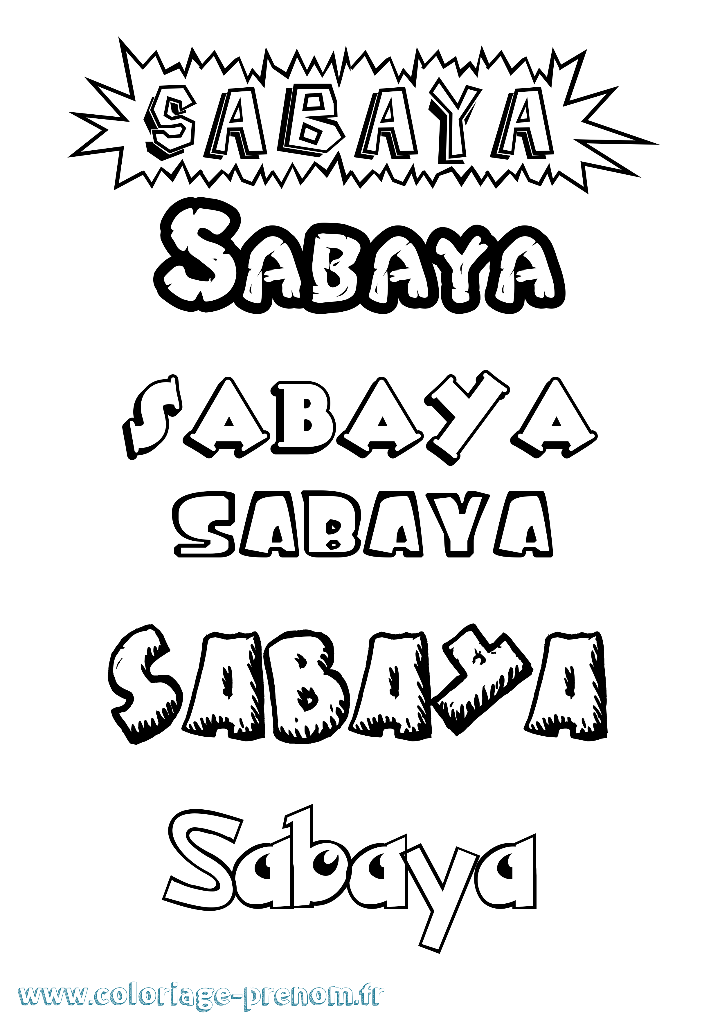 Coloriage Sabaya Dessin Animé Coloriage prénom Sabaya Dessin Animé