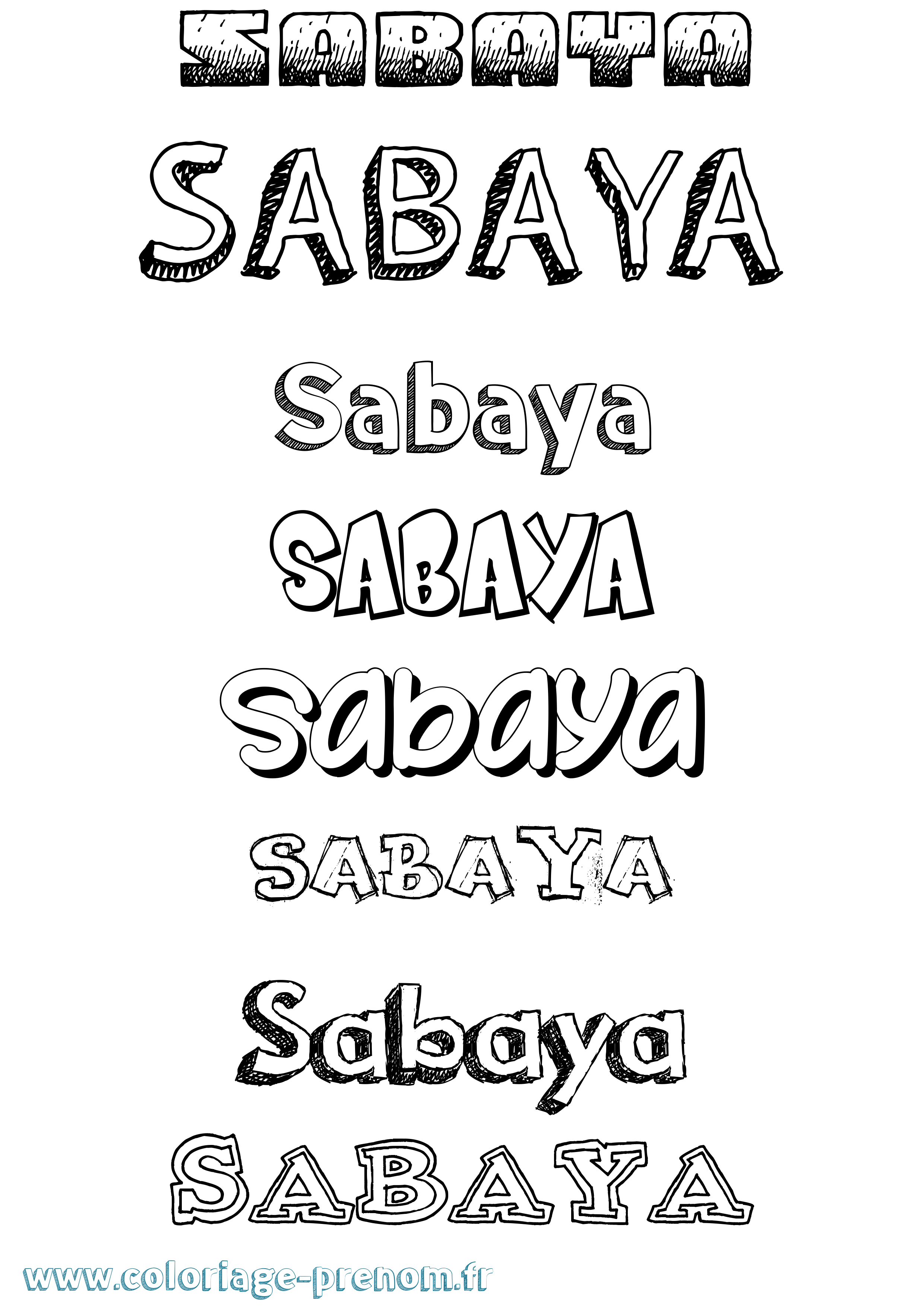 Coloriage Sabaya Dessiné Coloriage prénom Sabaya Dessiné