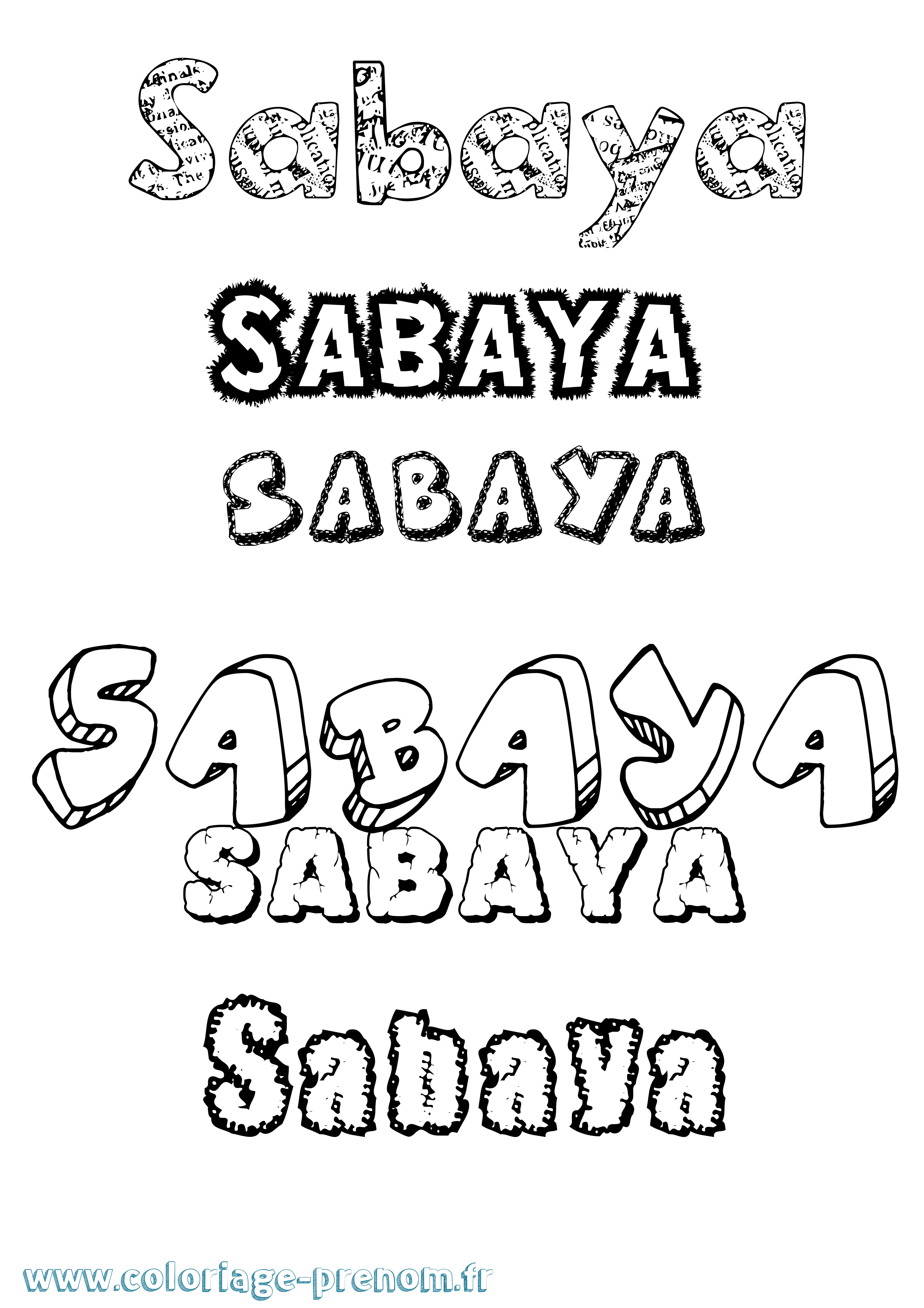 Coloriage Sabaya Destructuré Coloriage prénom Sabaya Destructuré