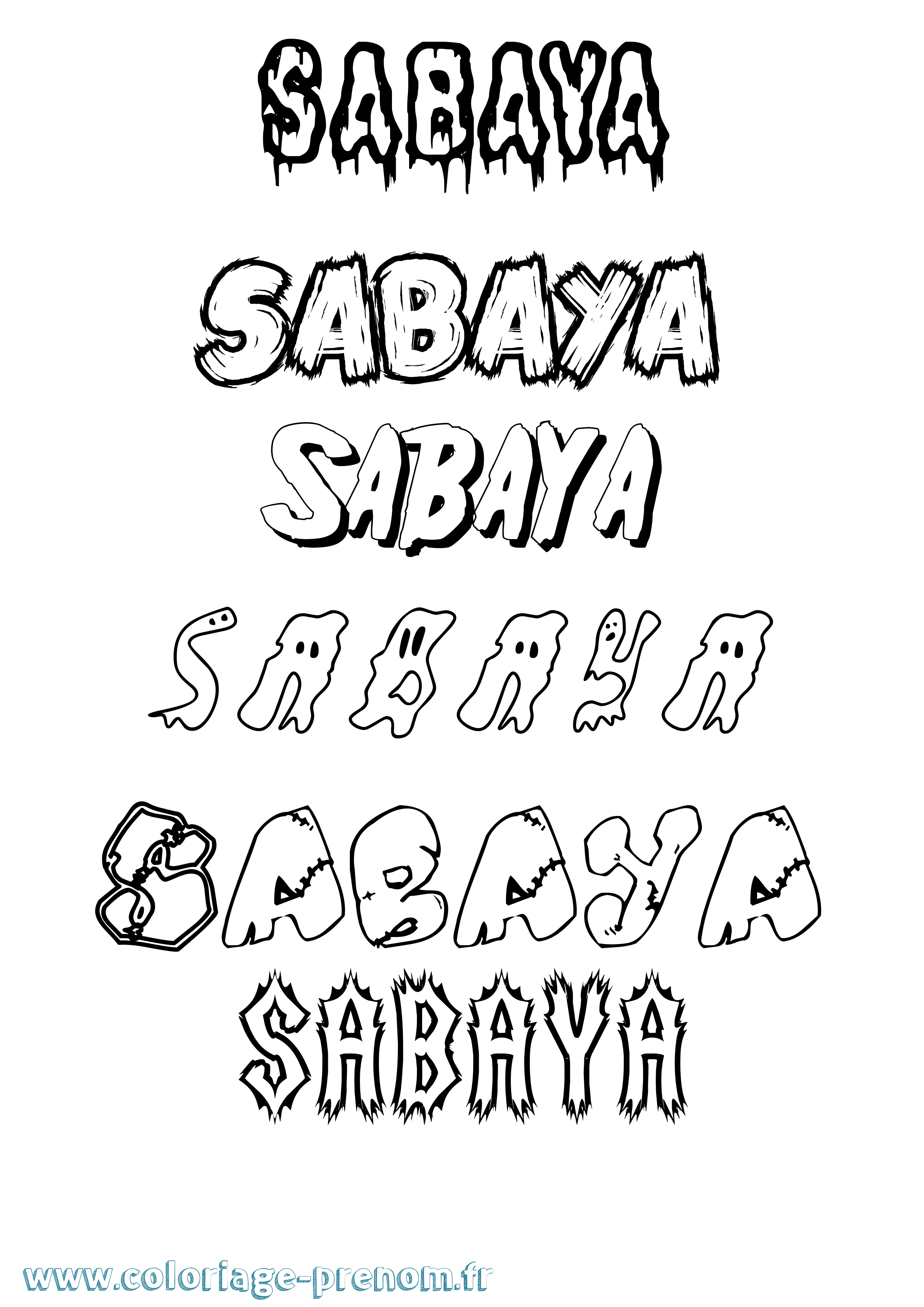 Coloriage Sabaya Frisson Coloriage prénom Sabaya Frisson