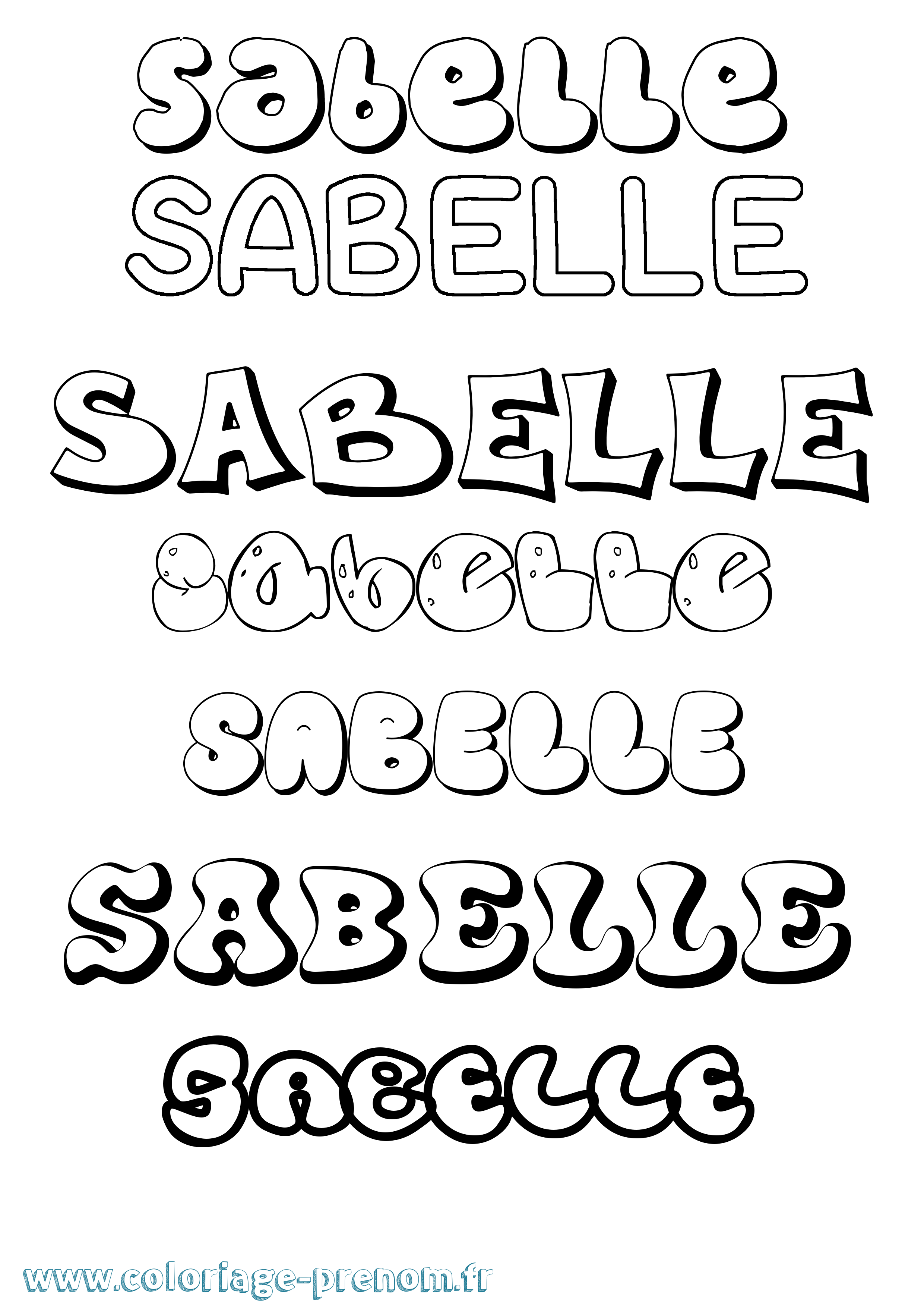 Coloriage Sabelle Bubble Coloriage prénom Sabelle Bubble