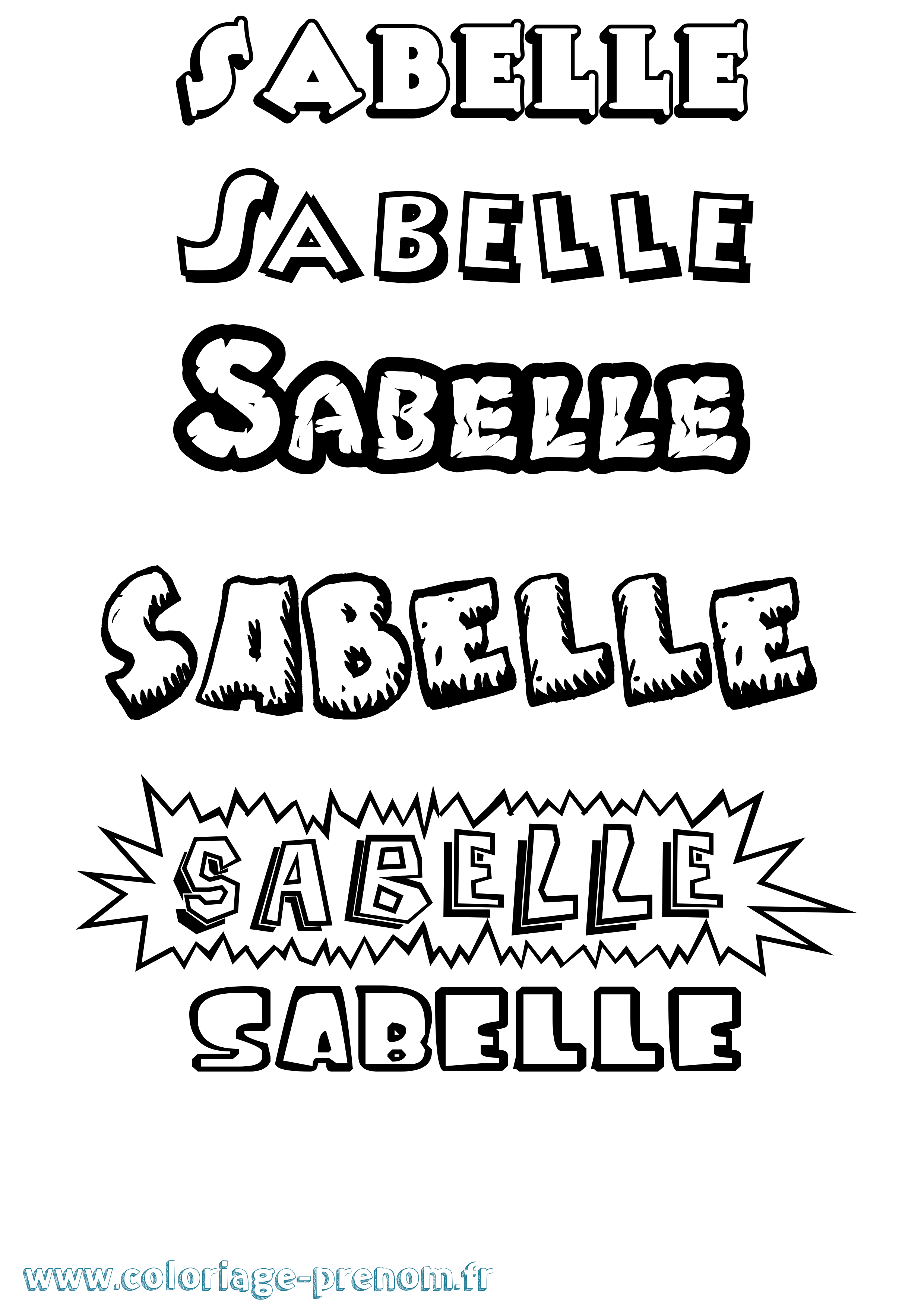 Coloriage Sabelle Dessin Animé Coloriage prénom Sabelle Dessin Animé
