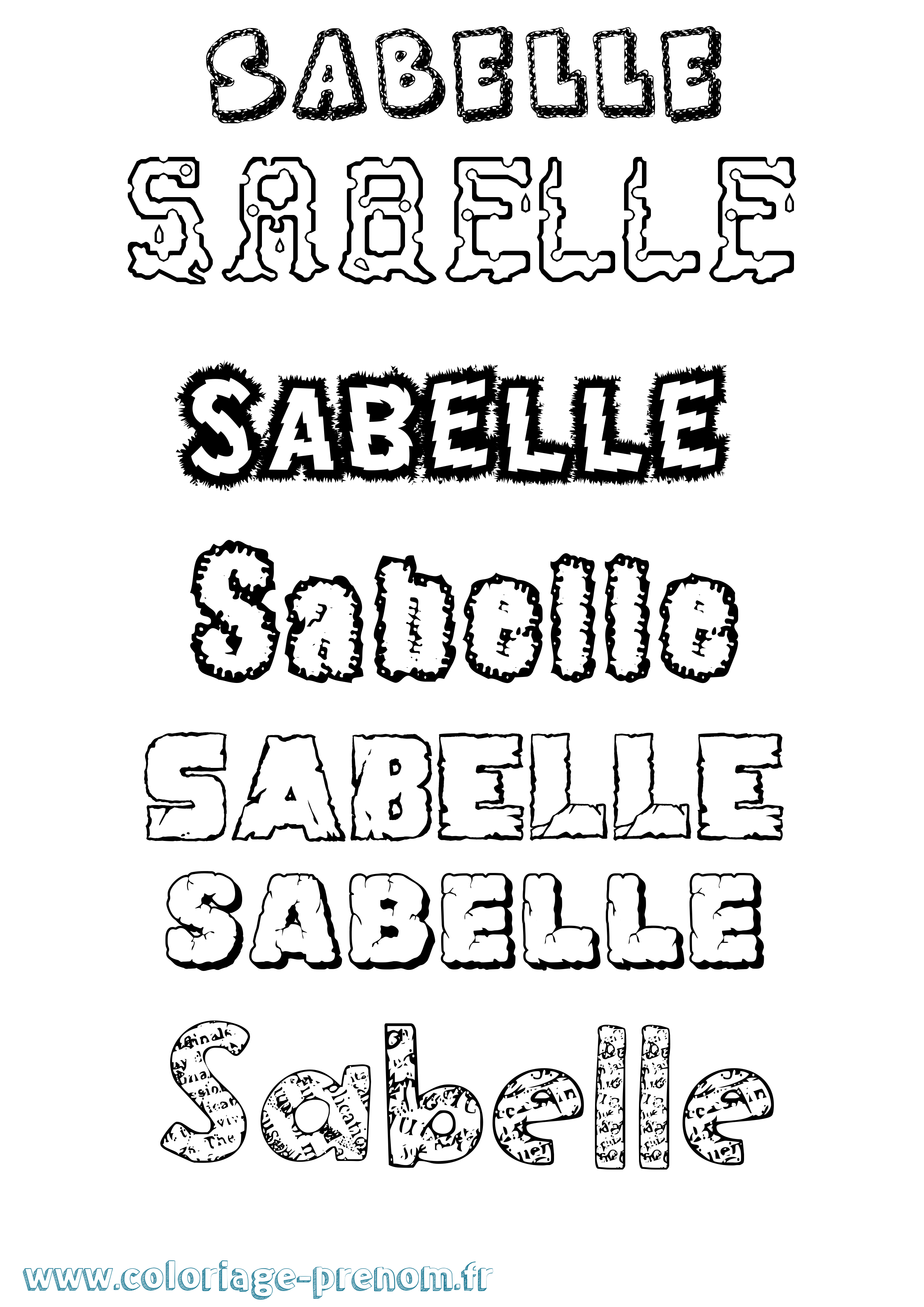 Coloriage Sabelle Destructuré Coloriage prénom Sabelle Destructuré