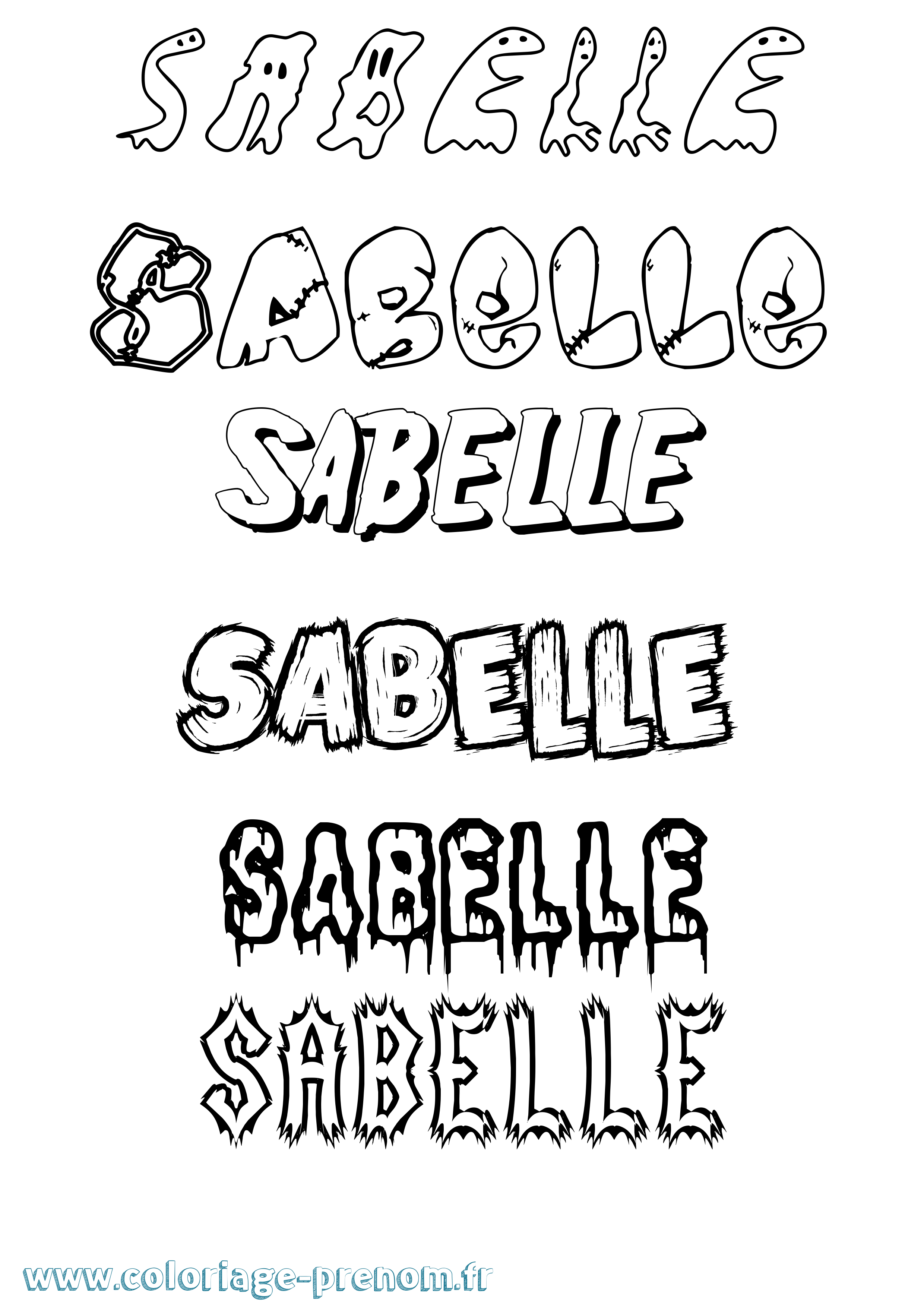 Coloriage Sabelle Frisson Coloriage prénom Sabelle Frisson