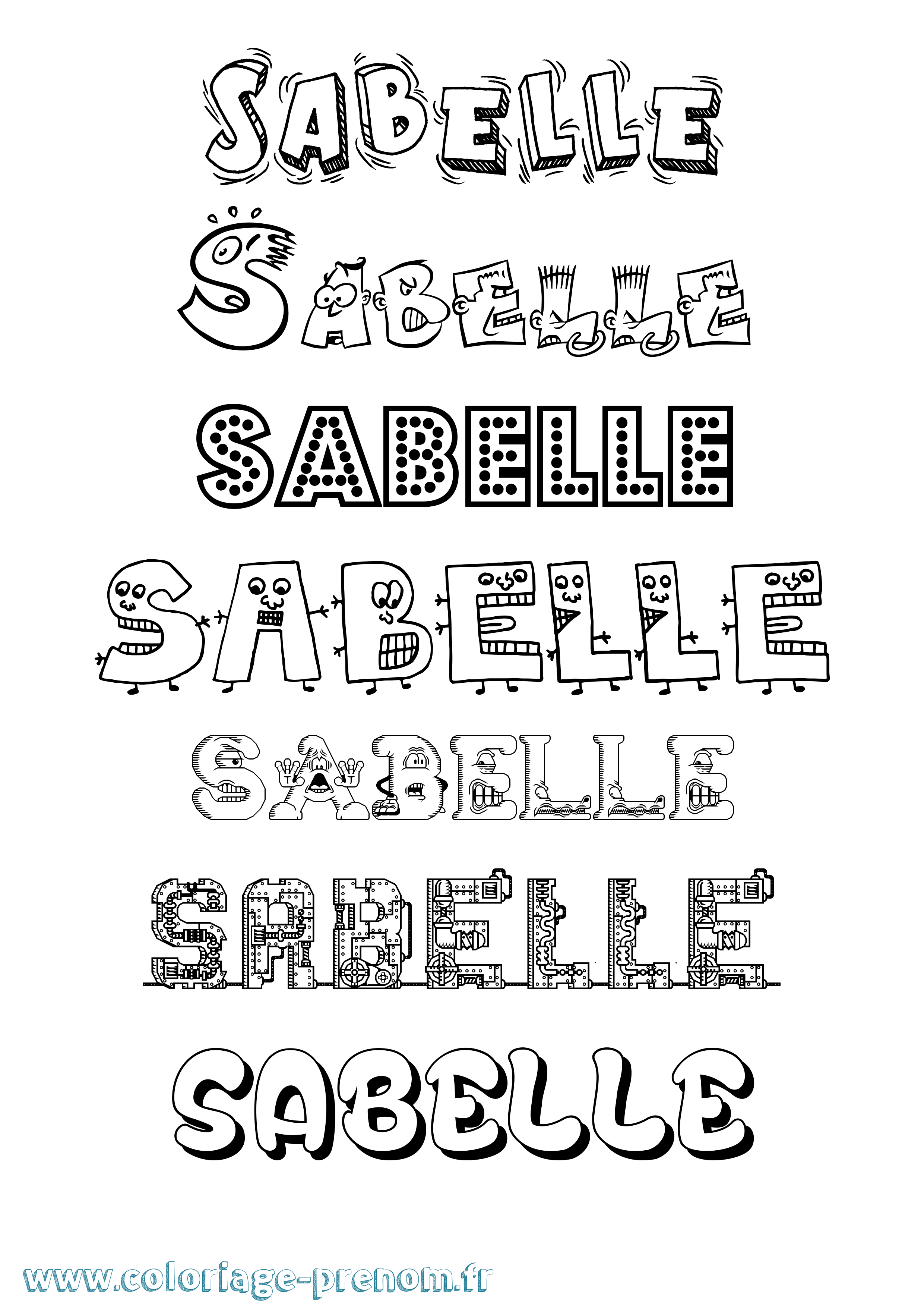 Coloriage Sabelle Fun Coloriage prénom Sabelle Fun