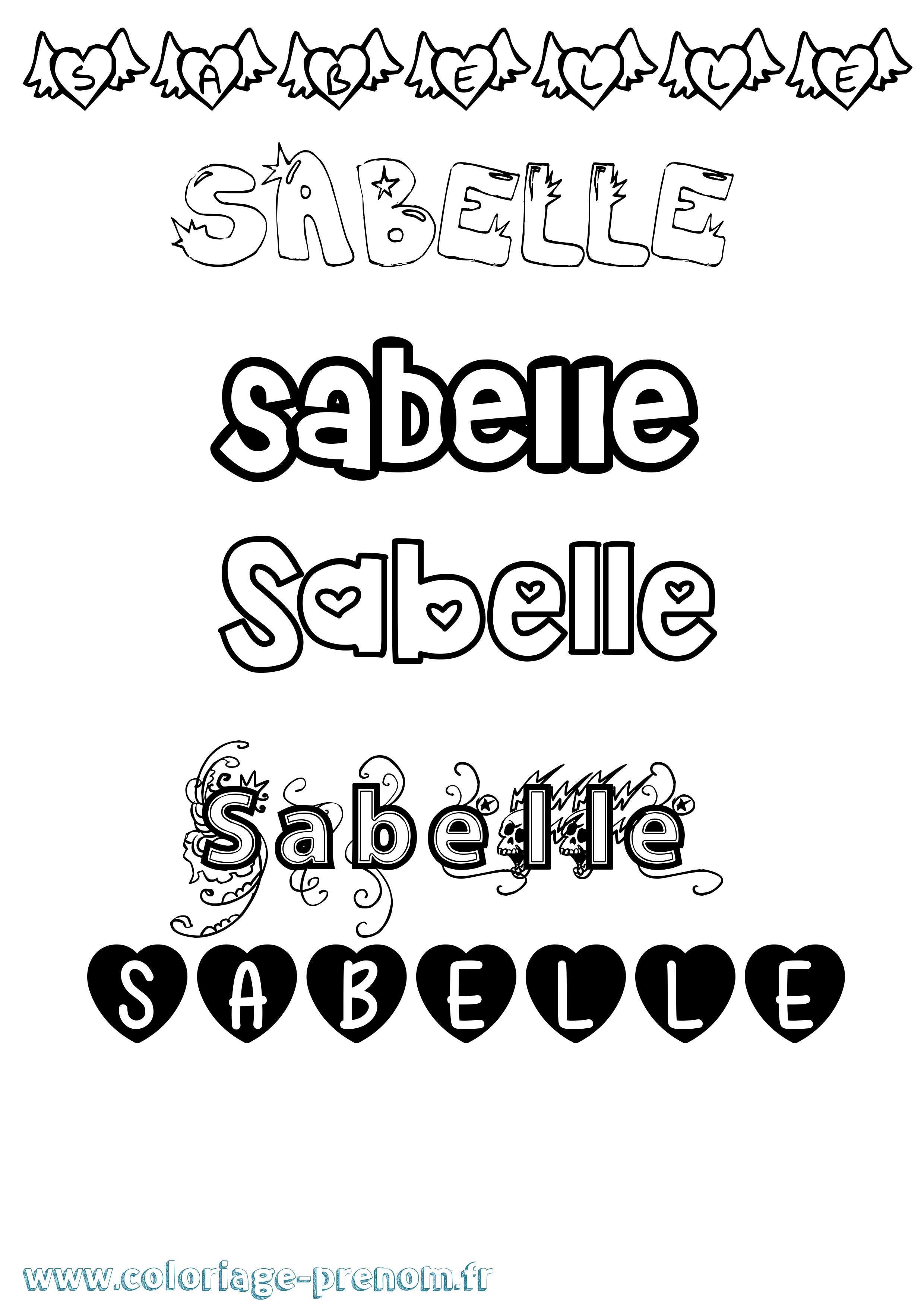Coloriage Sabelle Girly Coloriage prénom Sabelle Girly