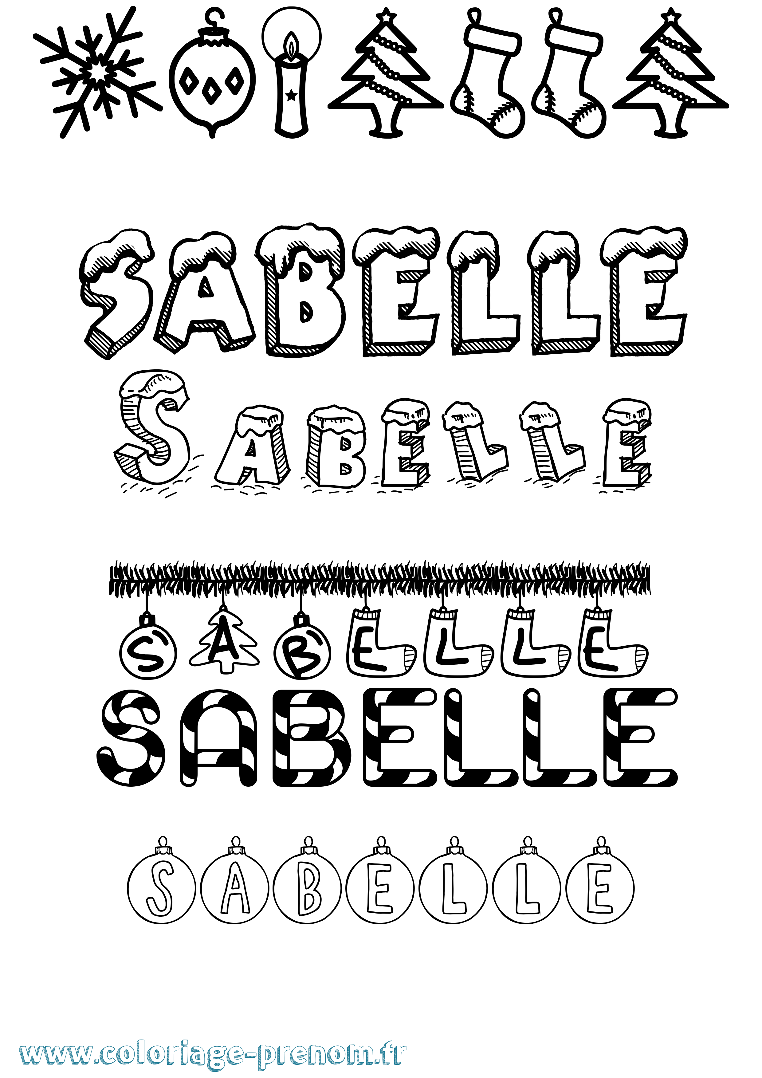 Coloriage Sabelle Noël Coloriage prénom Sabelle Noël