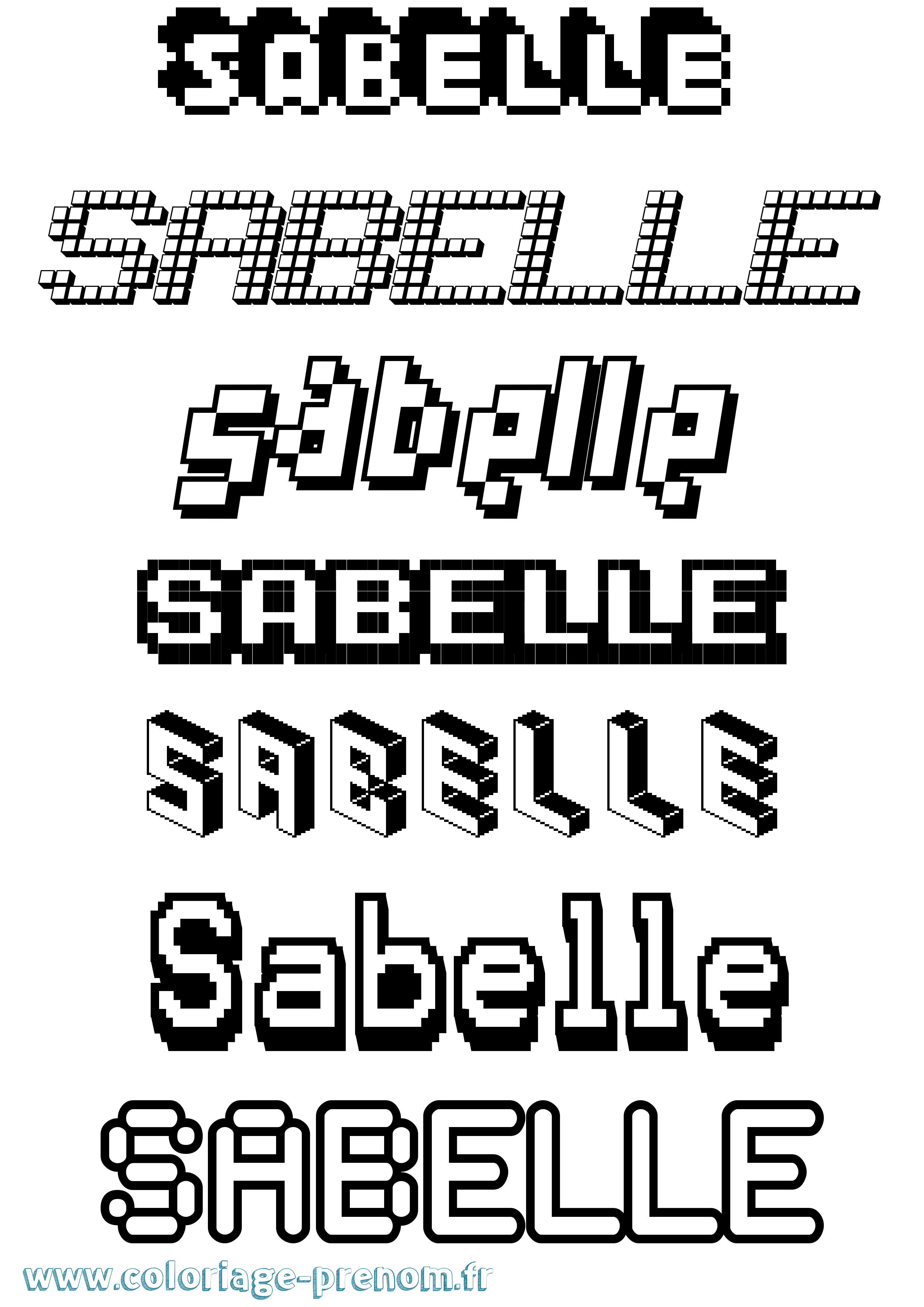 Coloriage Sabelle Pixel Coloriage prénom Sabelle Pixel