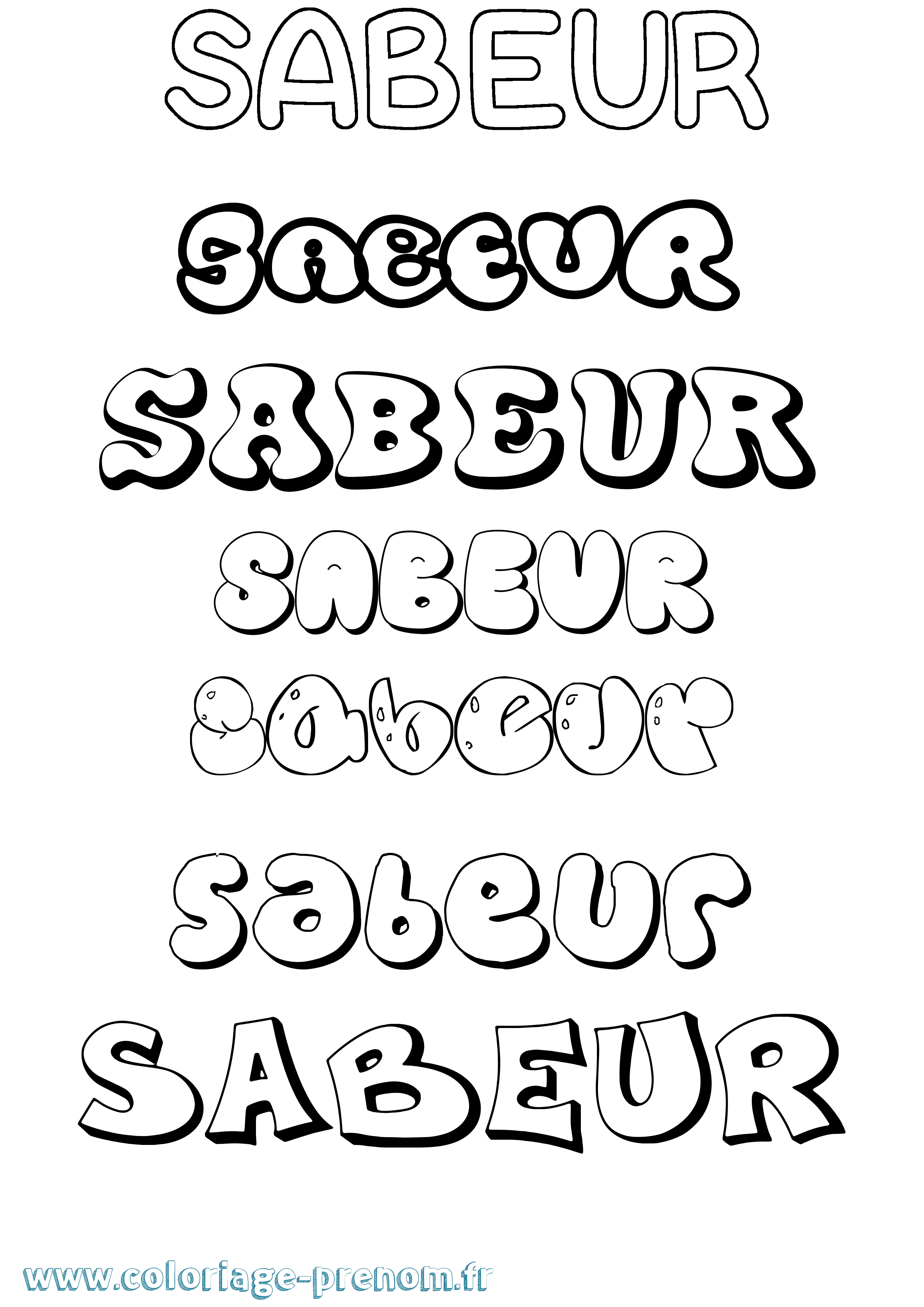Coloriage Sabeur Bubble Coloriage prénom Sabeur Bubble