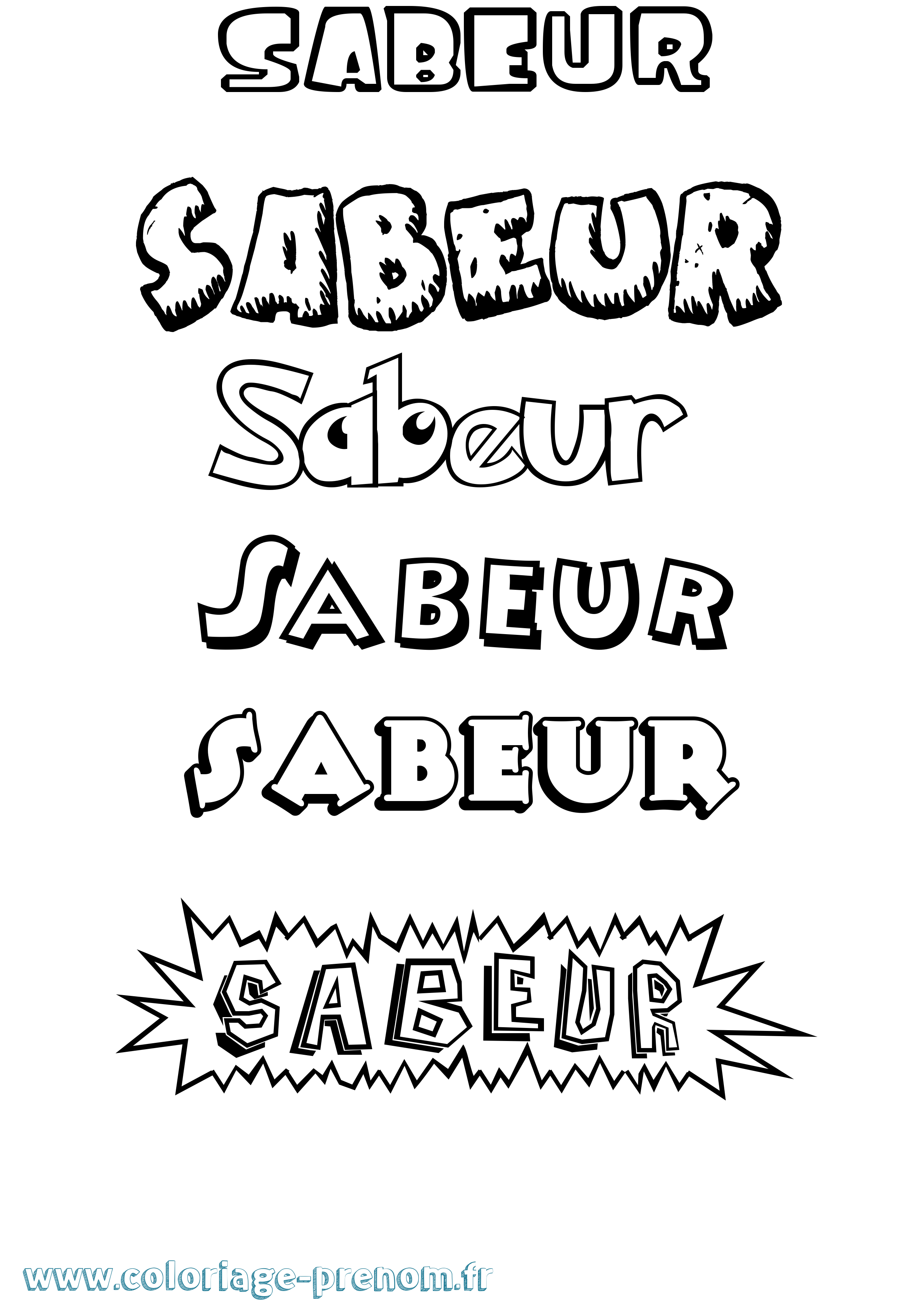 Coloriage Sabeur Dessin Animé Coloriage prénom Sabeur Dessin Animé