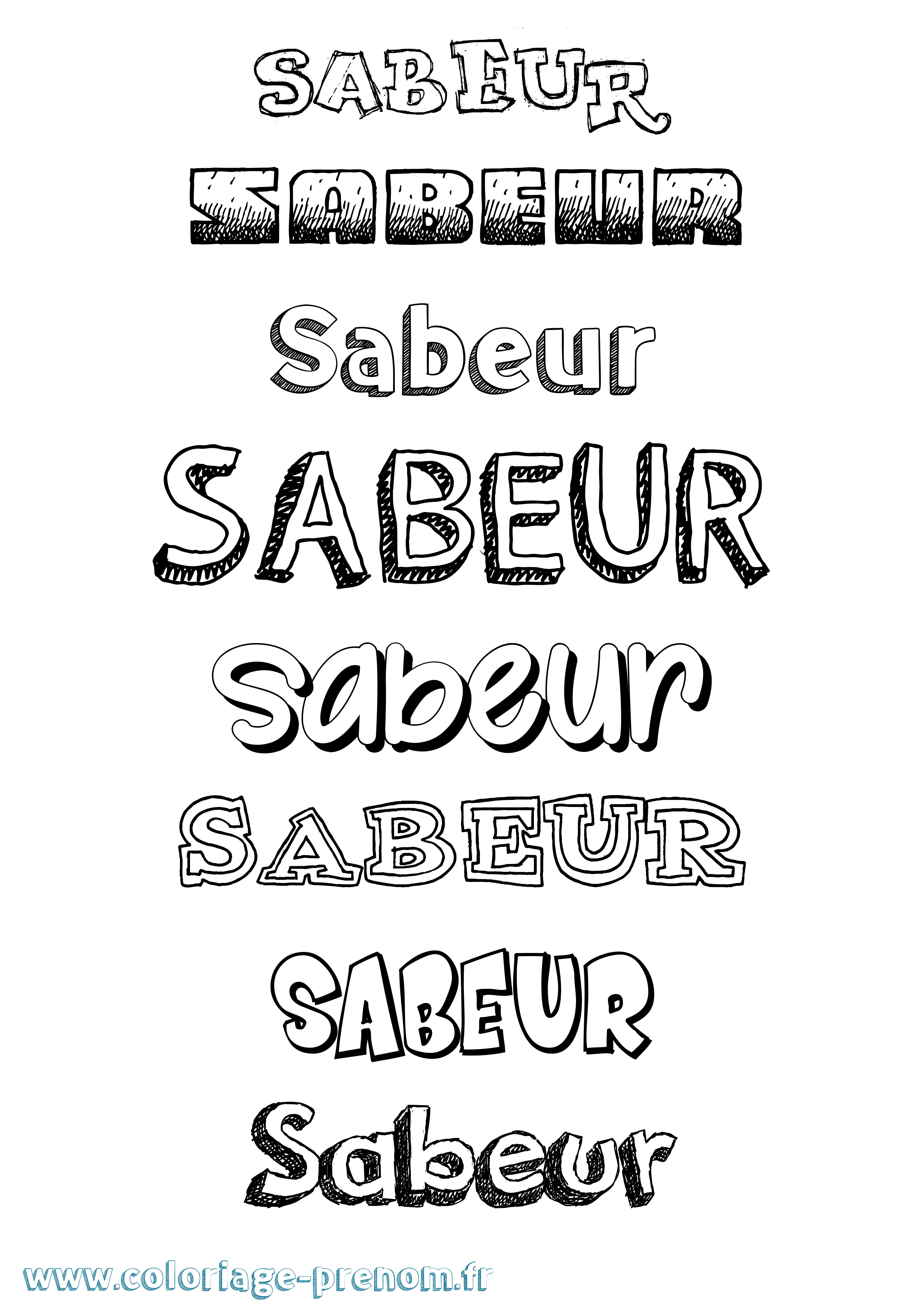 Coloriage Sabeur Dessiné Coloriage prénom Sabeur Dessiné