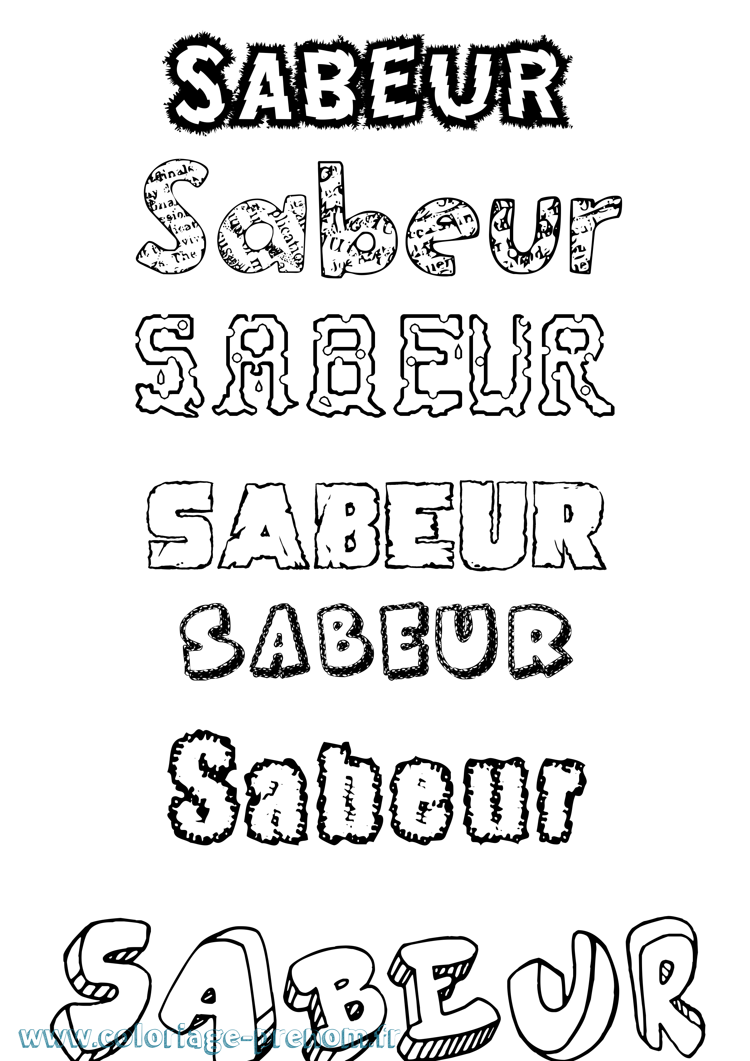 Coloriage Sabeur Destructuré Coloriage prénom Sabeur Destructuré