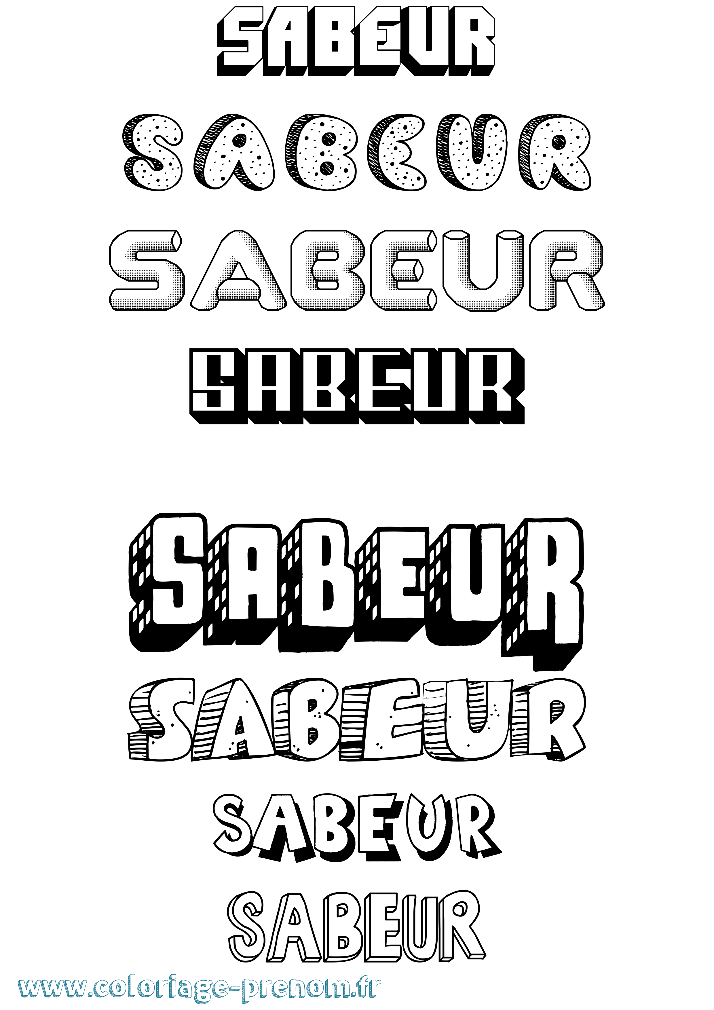 Coloriage Sabeur Effet 3D Coloriage prénom Sabeur Effet 3D