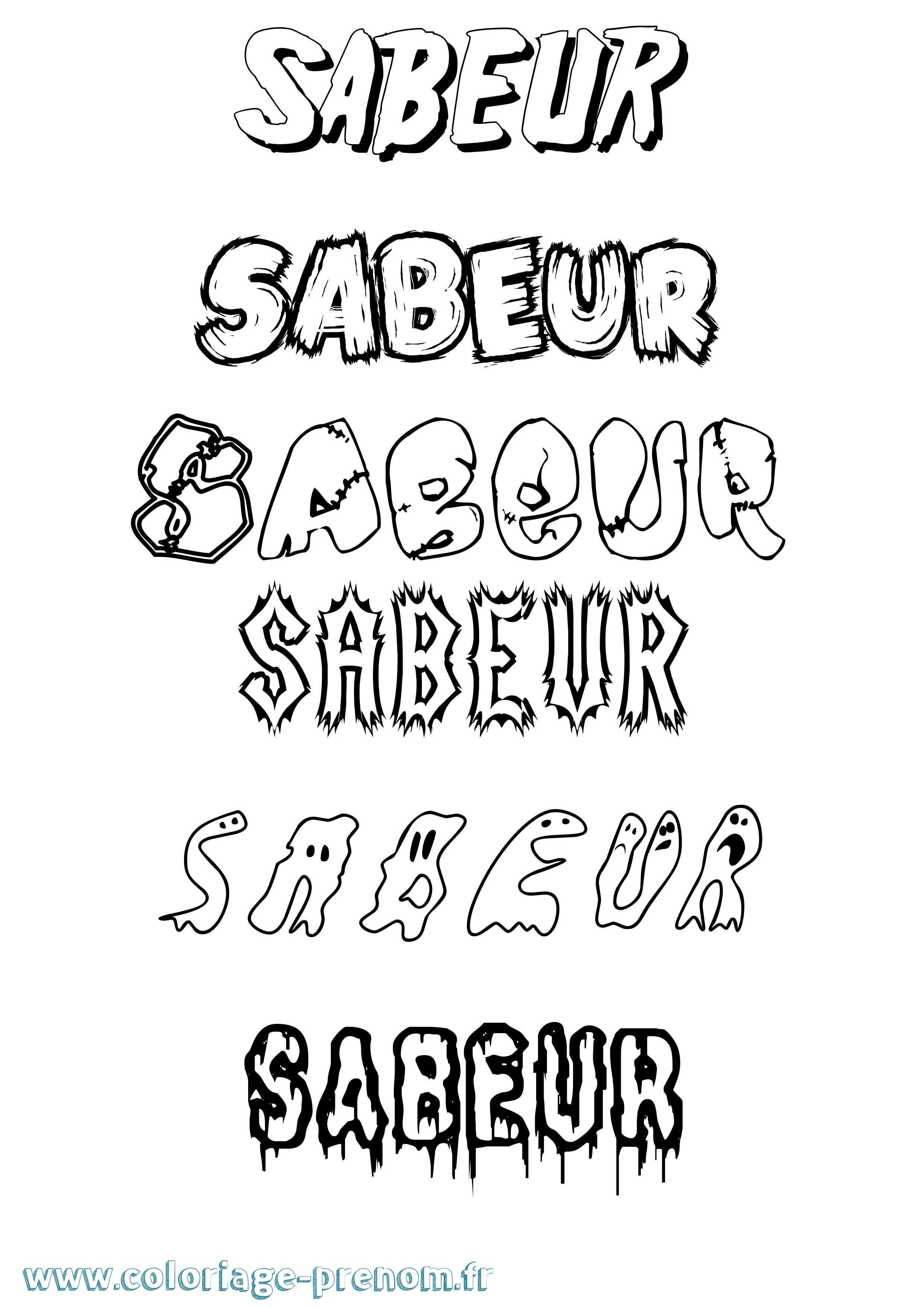 Coloriage Sabeur Frisson Coloriage prénom Sabeur Frisson