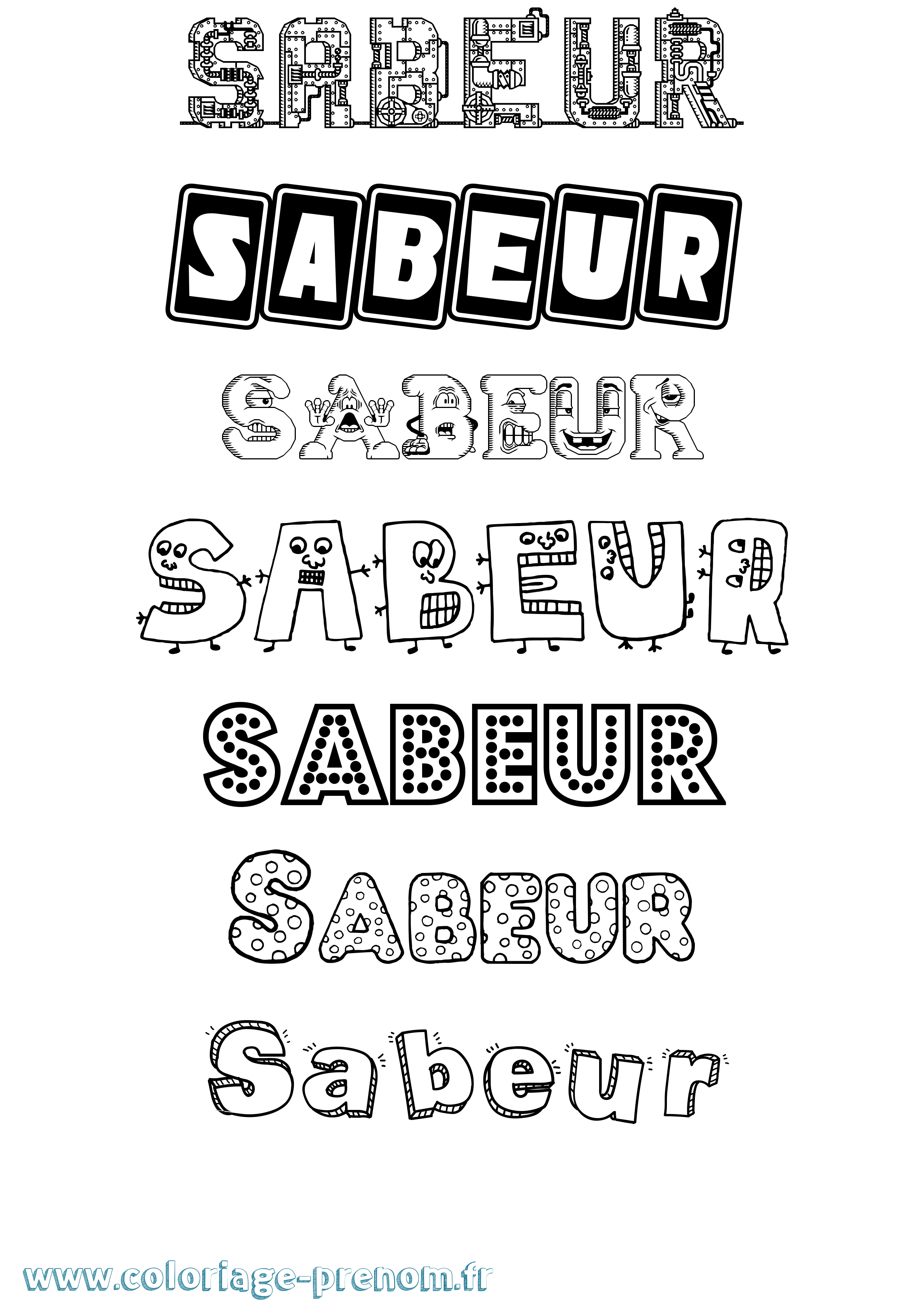 Coloriage Sabeur Fun Coloriage prénom Sabeur Fun