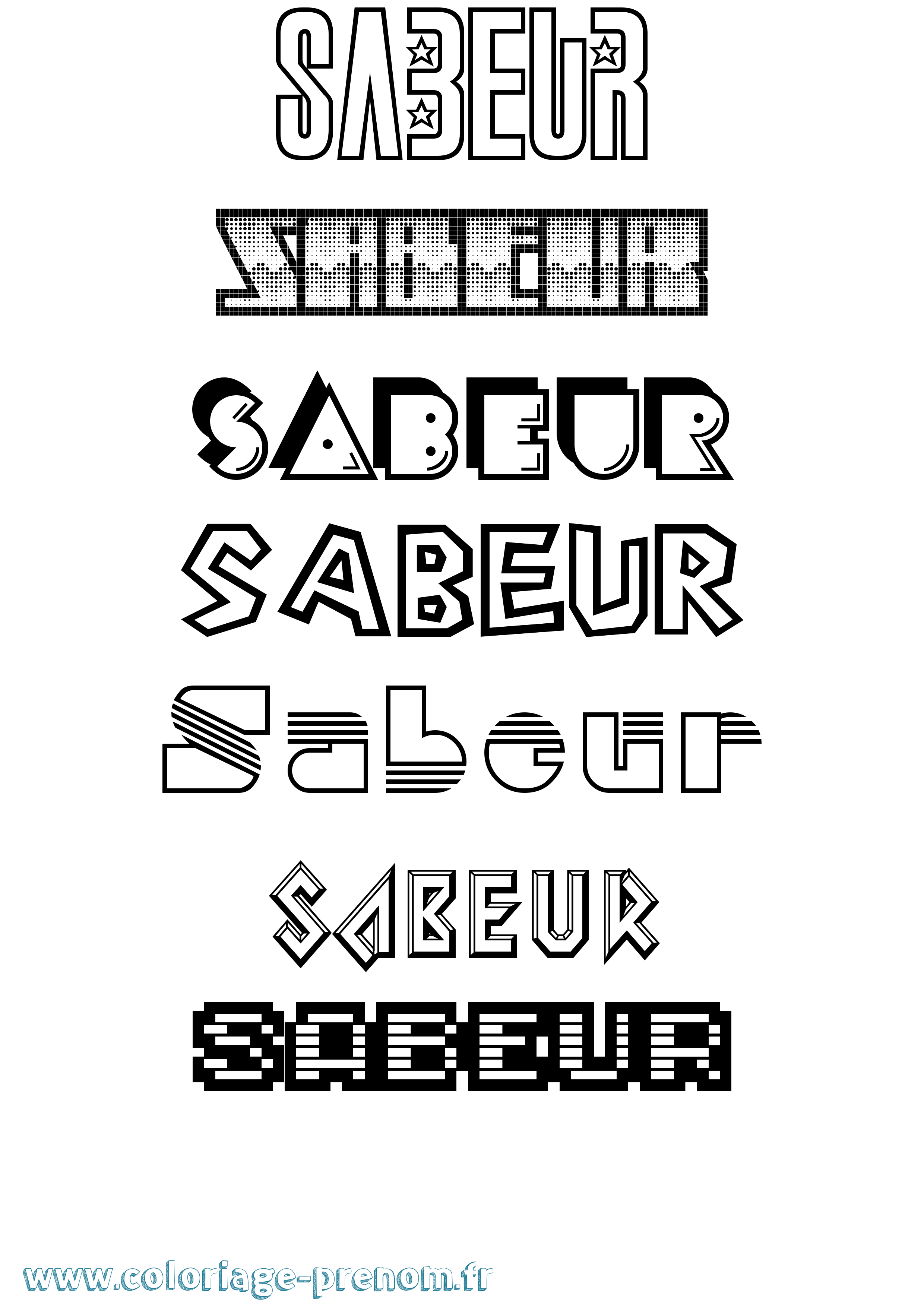 Coloriage Sabeur Jeux Vidéos Coloriage prénom Sabeur Jeux Vidéos