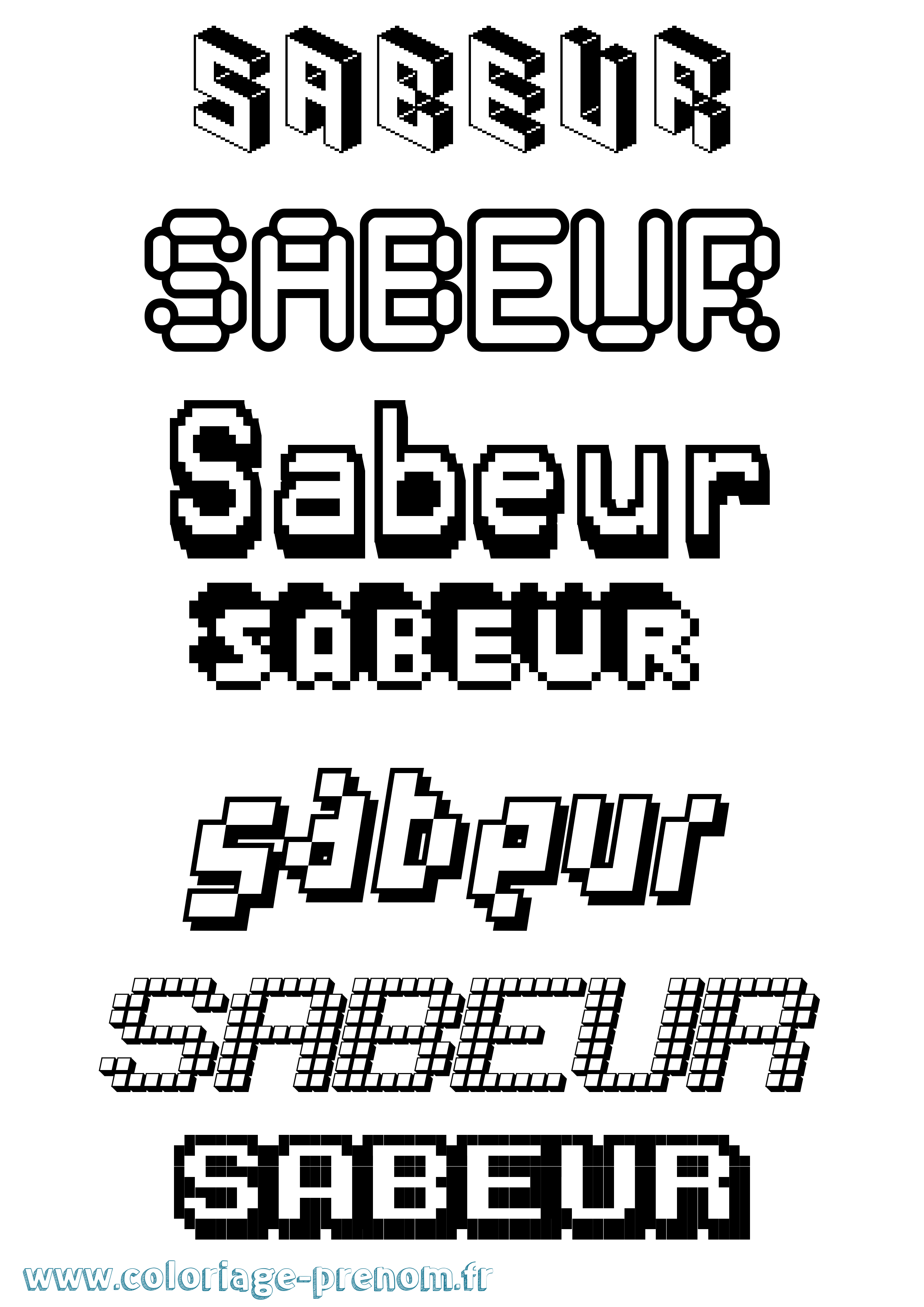 Coloriage Sabeur Pixel Coloriage prénom Sabeur Pixel