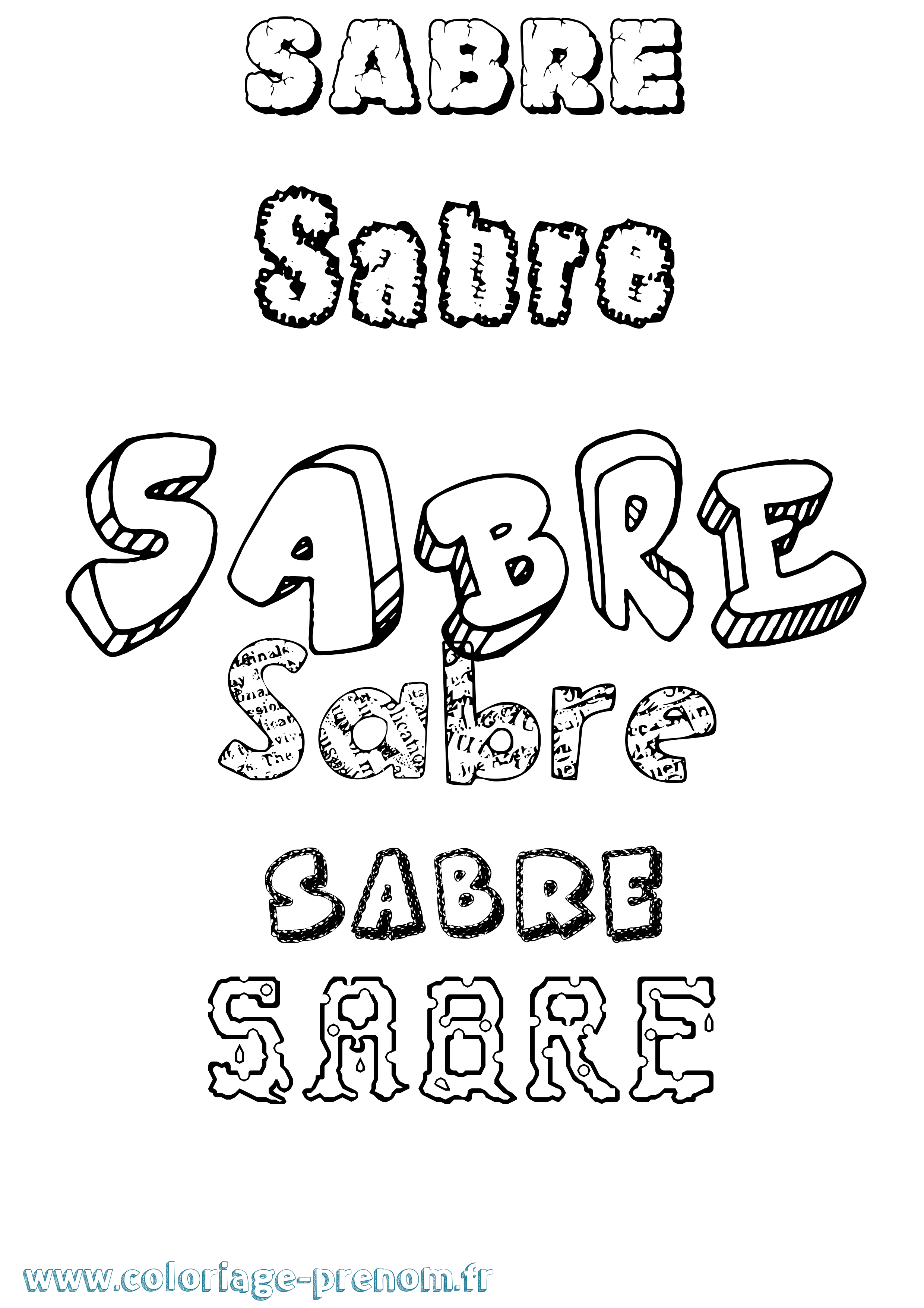 Coloriage Sabre Destructuré Coloriage prénom Sabre Destructuré