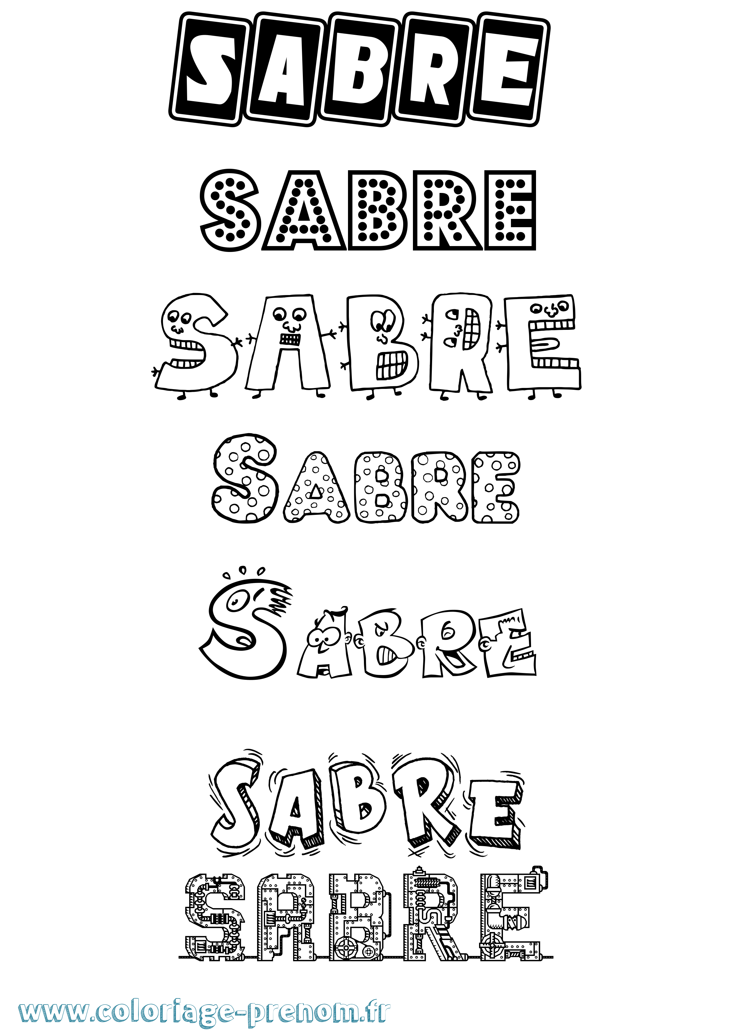 Coloriage Sabre Fun Coloriage prénom Sabre Fun