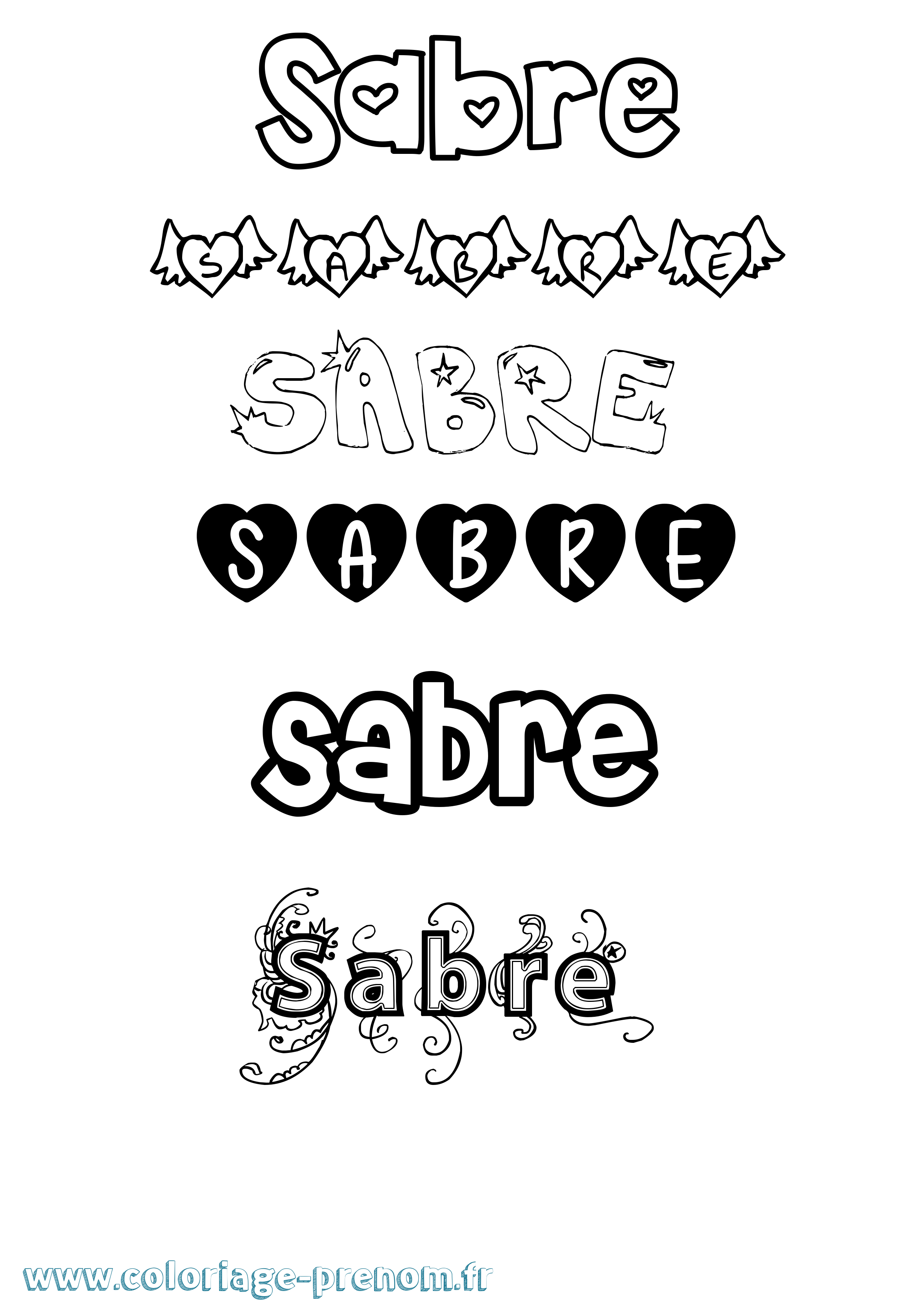 Coloriage Sabre Girly Coloriage prénom Sabre Girly