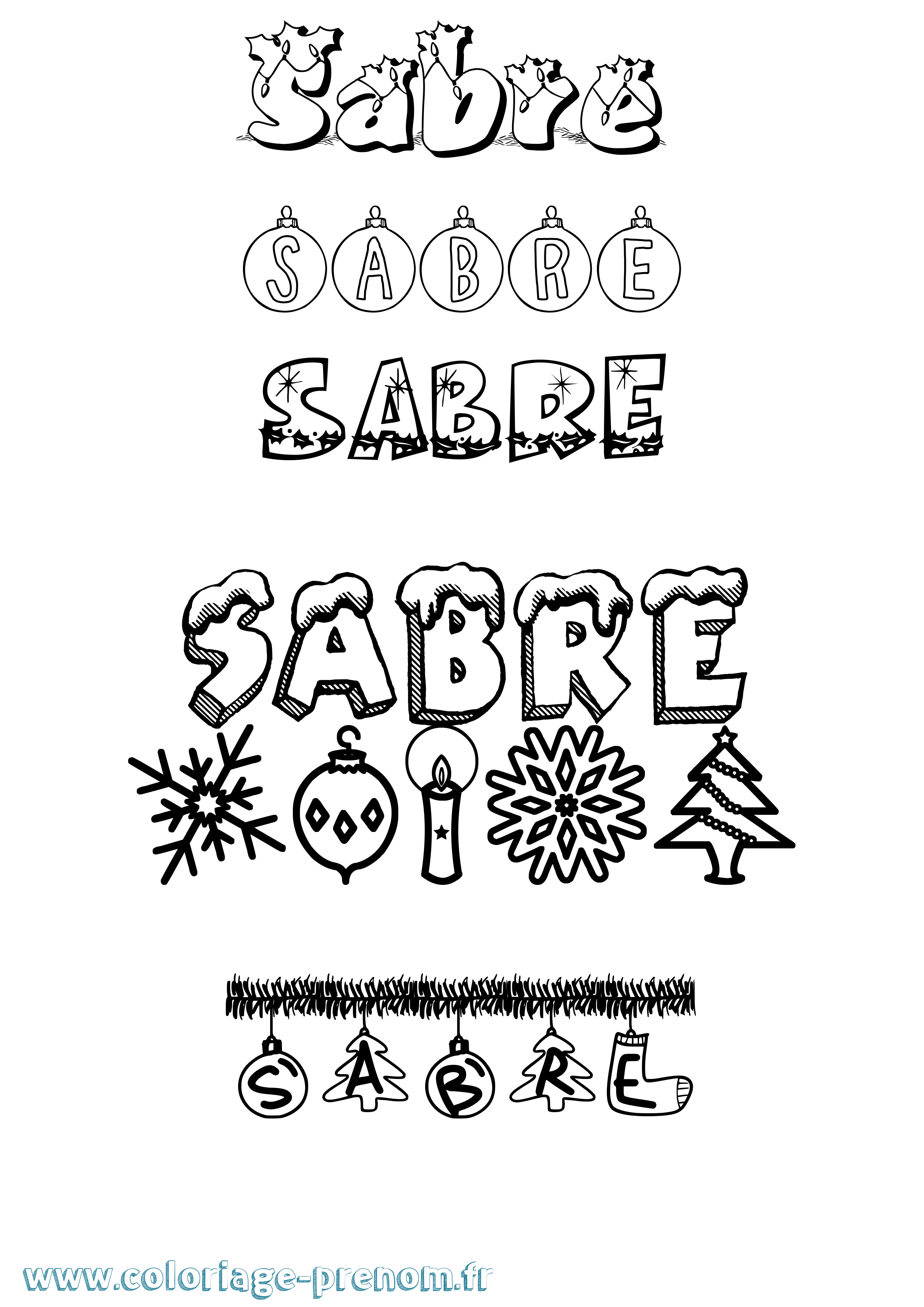 Coloriage Sabre Noël Coloriage prénom Sabre Noël