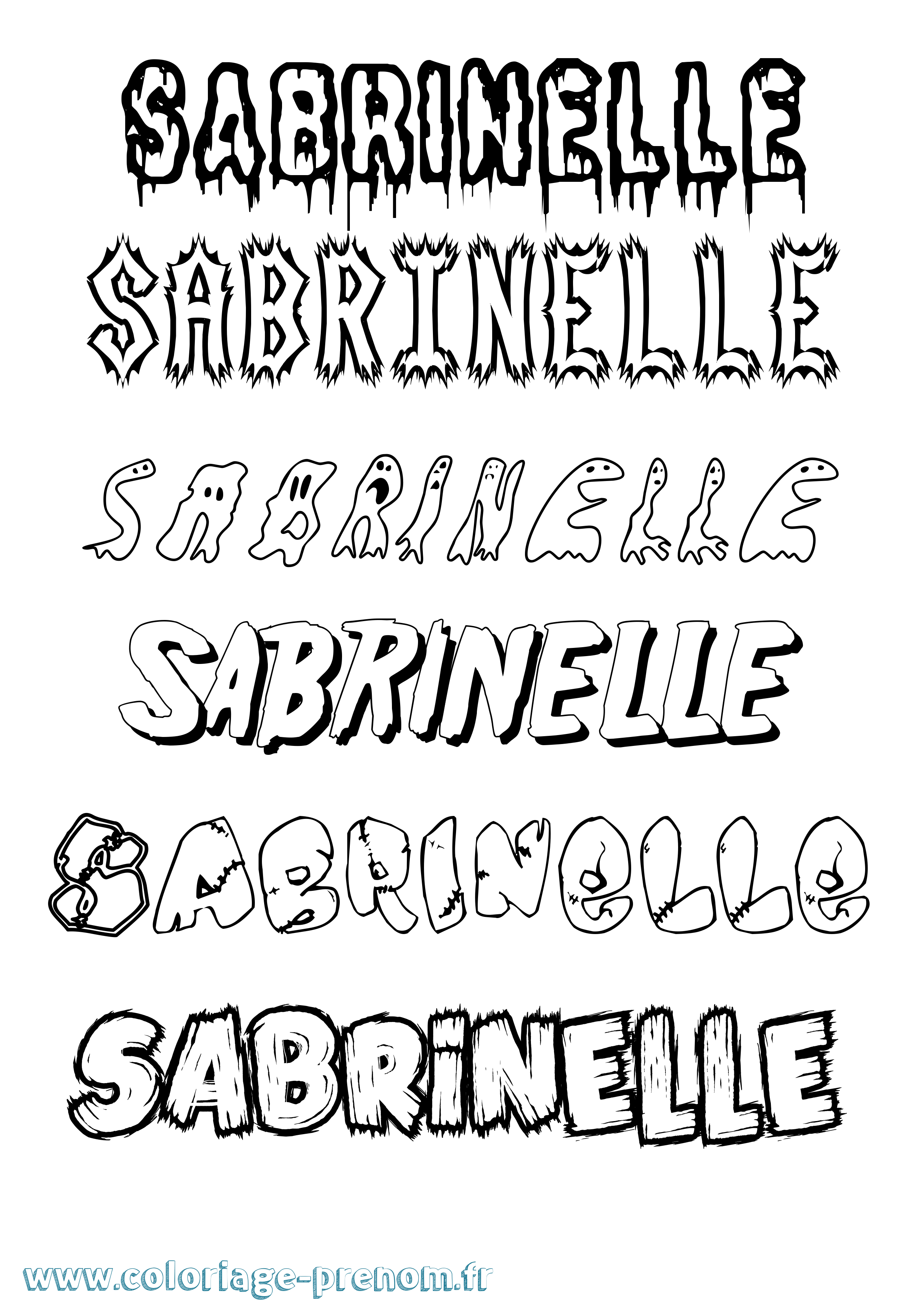 Coloriage Sabrinelle Frisson Coloriage prénom Sabrinelle Frisson