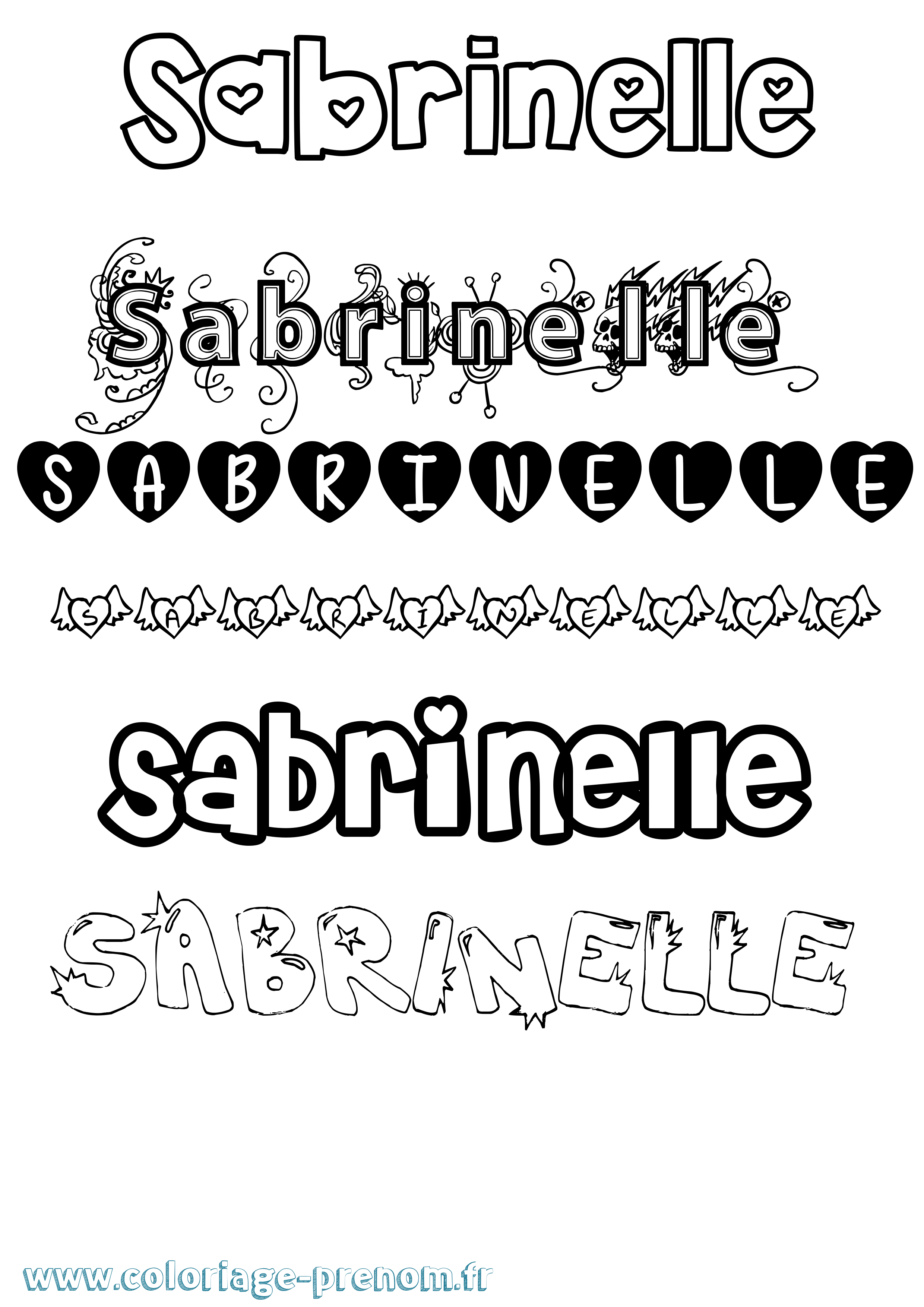 Coloriage Sabrinelle Girly Coloriage prénom Sabrinelle Girly