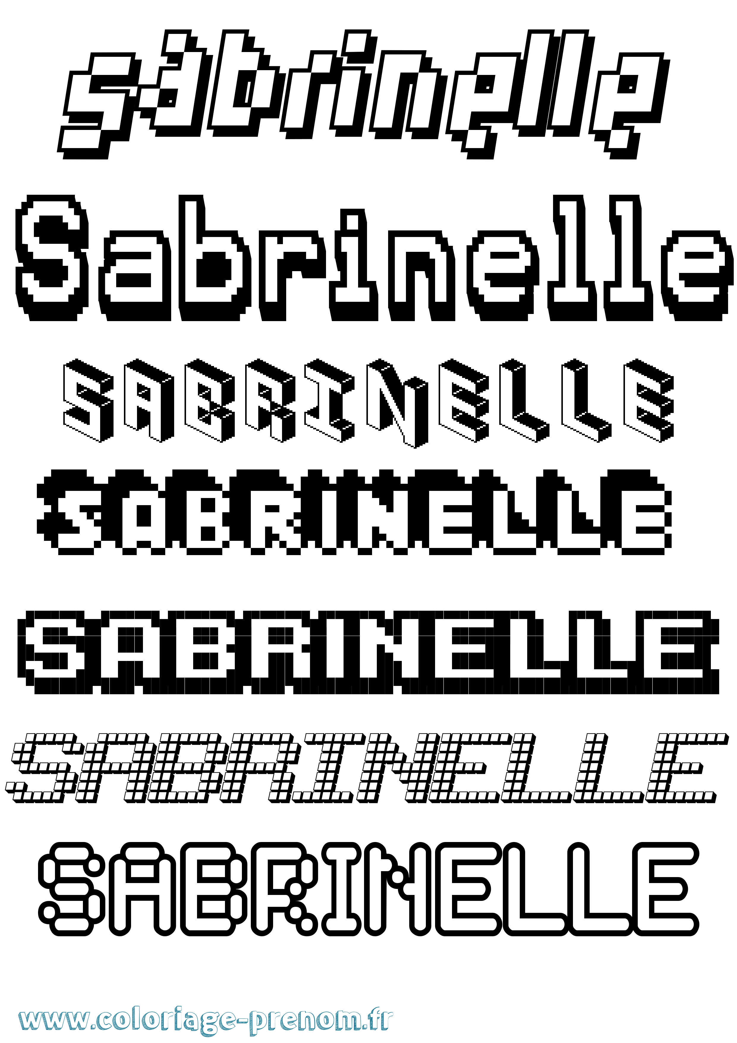Coloriage Sabrinelle Pixel Coloriage prénom Sabrinelle Pixel