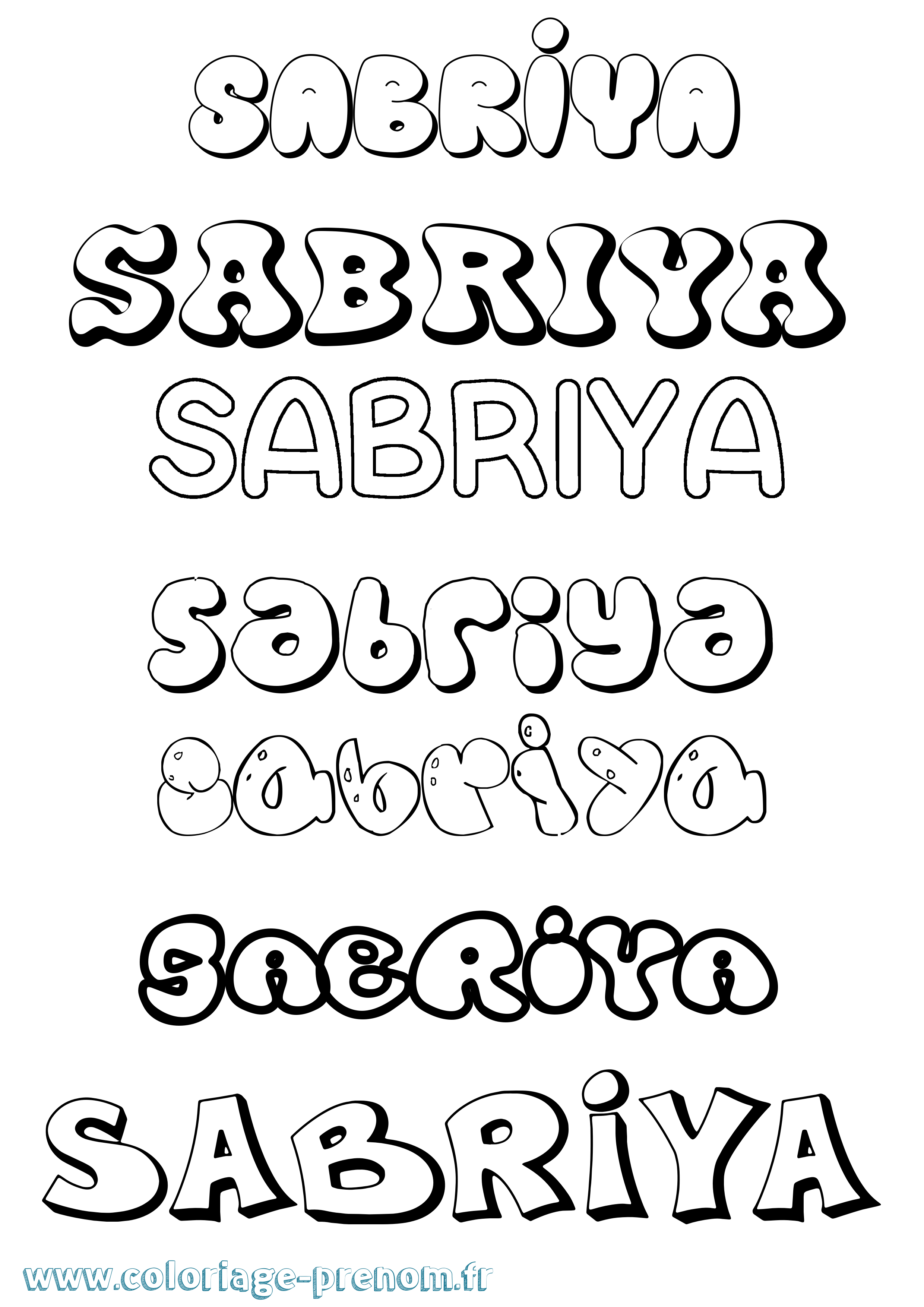 Coloriage Sabriya Bubble Coloriage prénom Sabriya Bubble