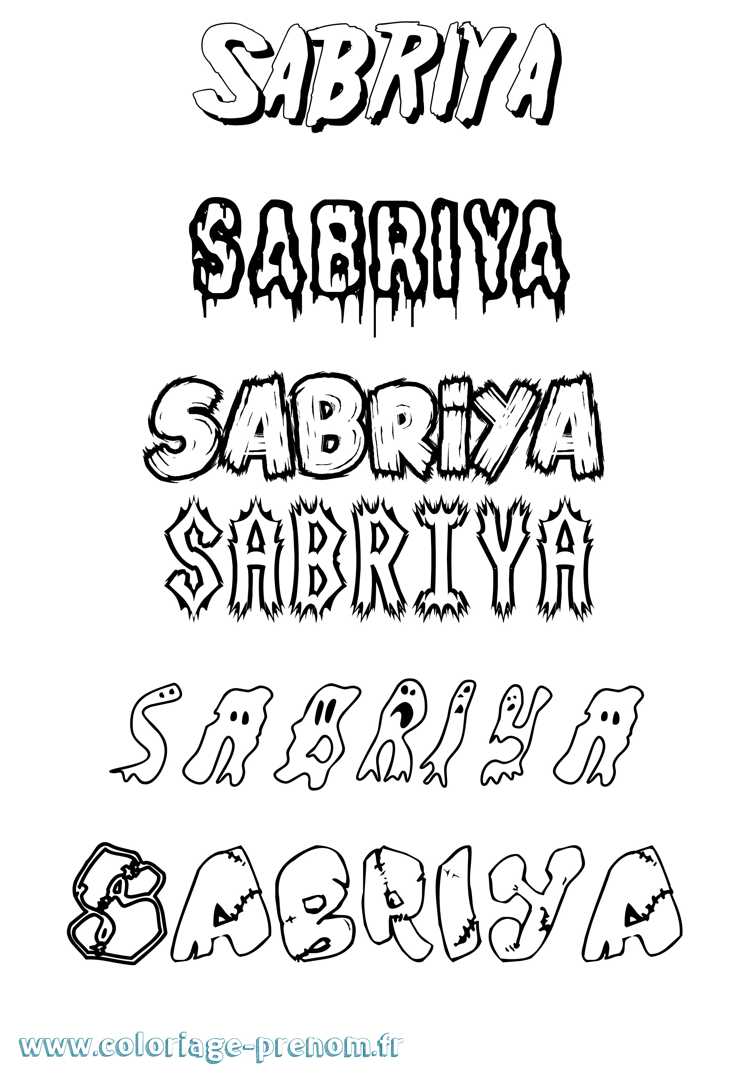 Coloriage Sabriya Frisson Coloriage prénom Sabriya Frisson