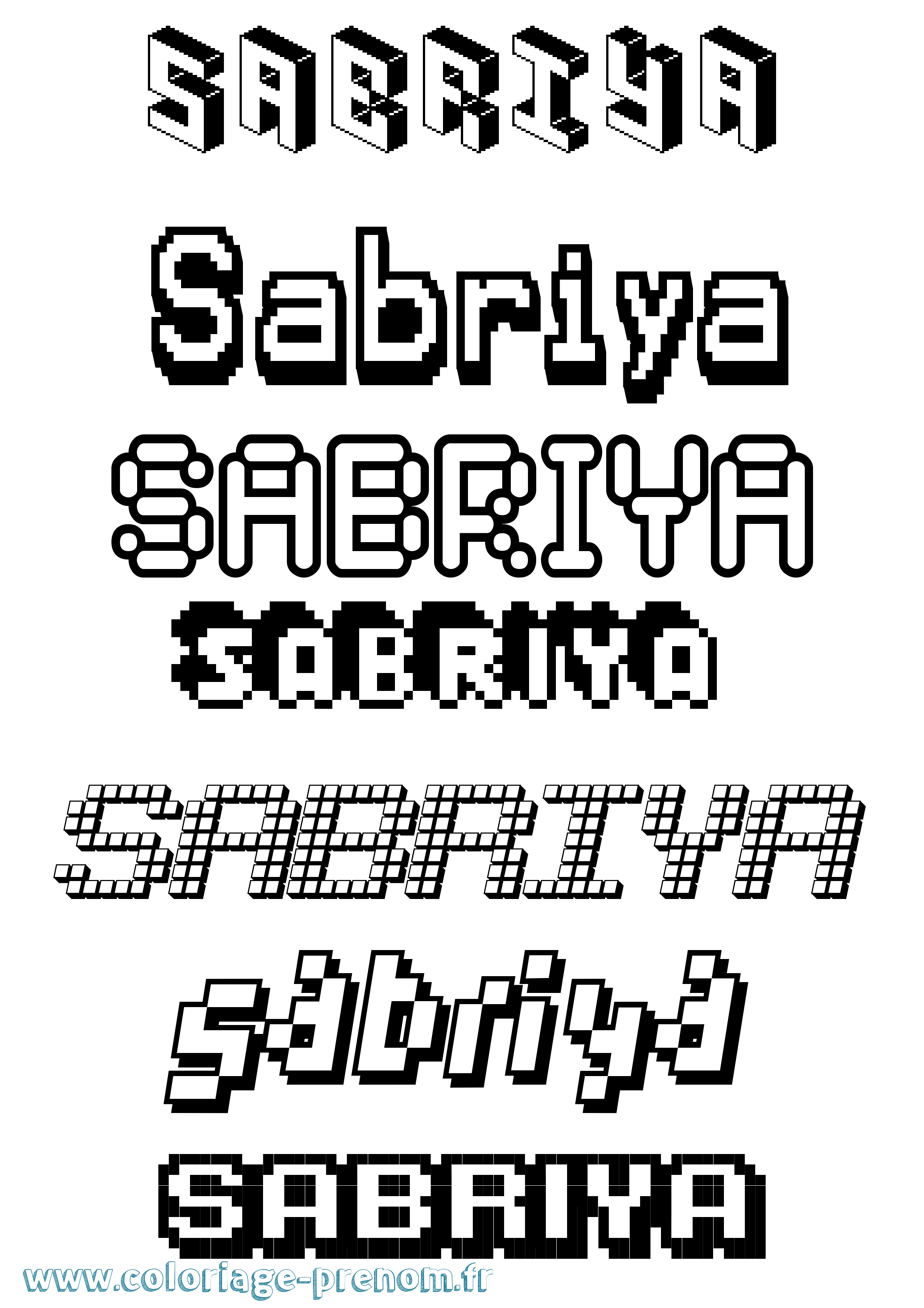 Coloriage Sabriya Pixel Coloriage prénom Sabriya Pixel