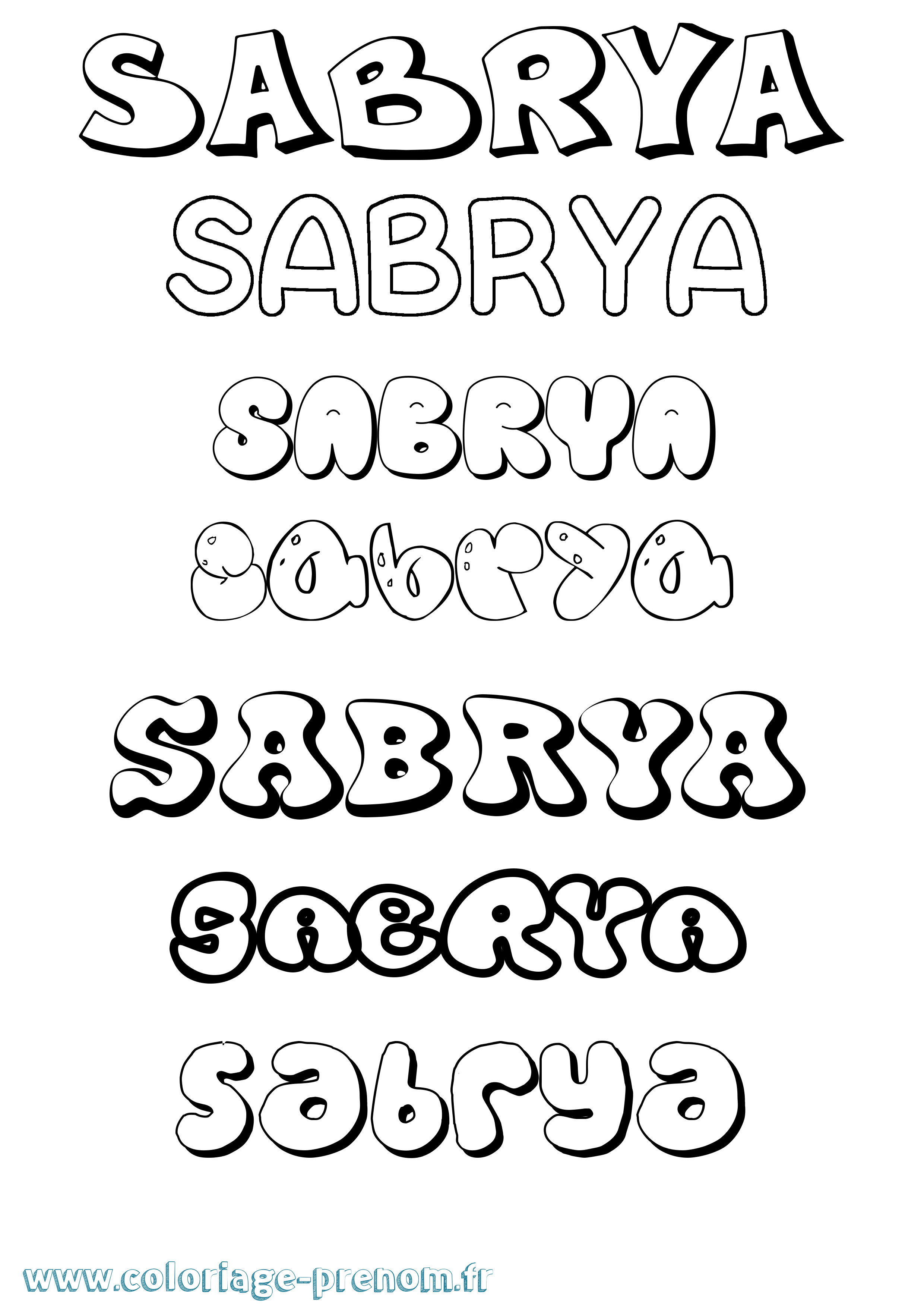 Coloriage Sabrya Bubble Coloriage prénom Sabrya Bubble