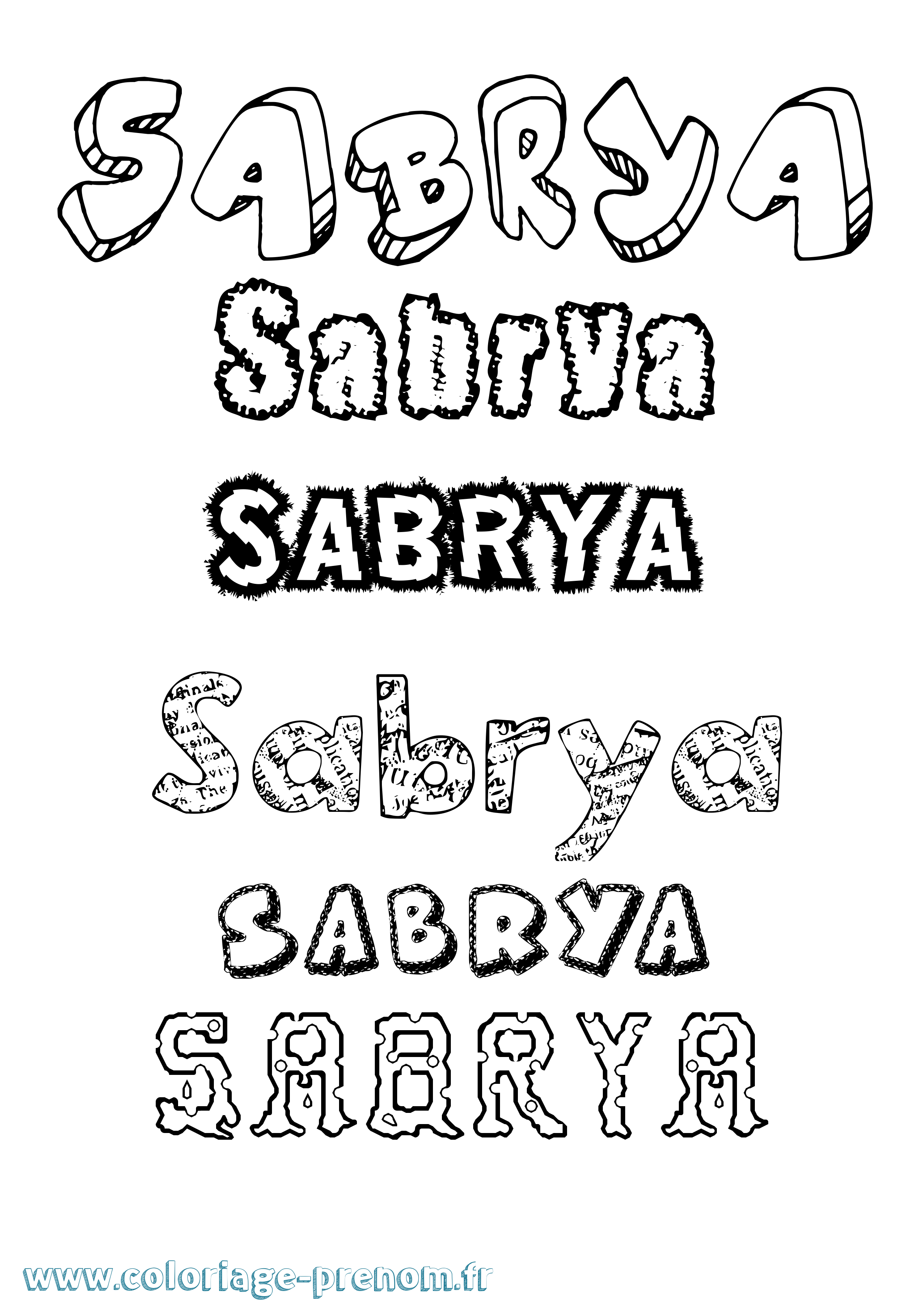Coloriage Sabrya Destructuré Coloriage prénom Sabrya Destructuré